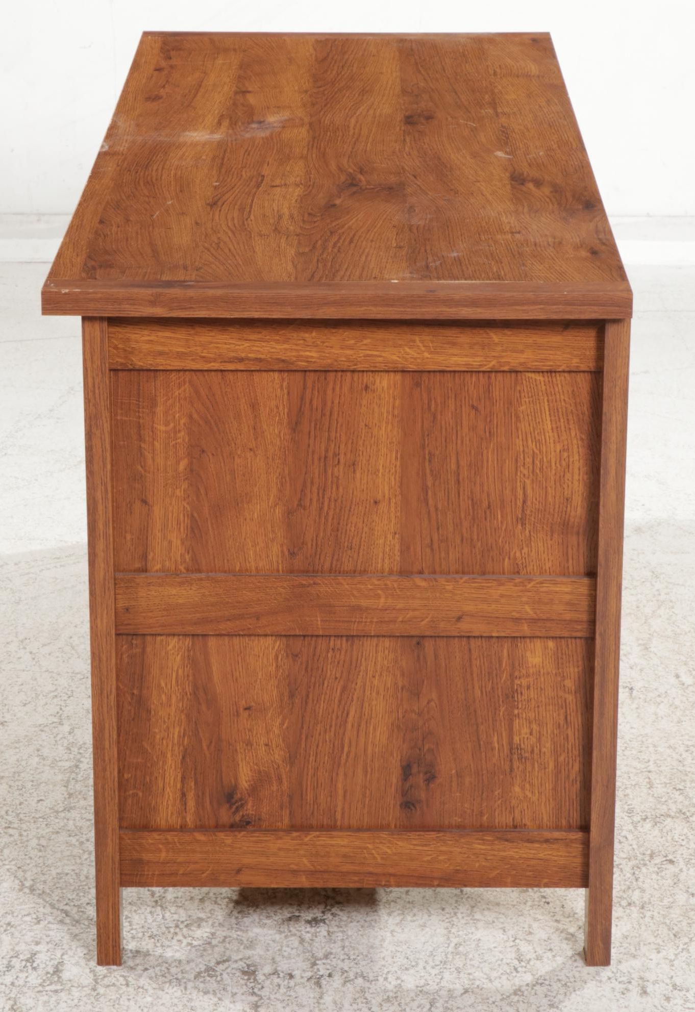 Arts and Crafts Style Desk with Oak Pattern Laminate Finish, 21st Century