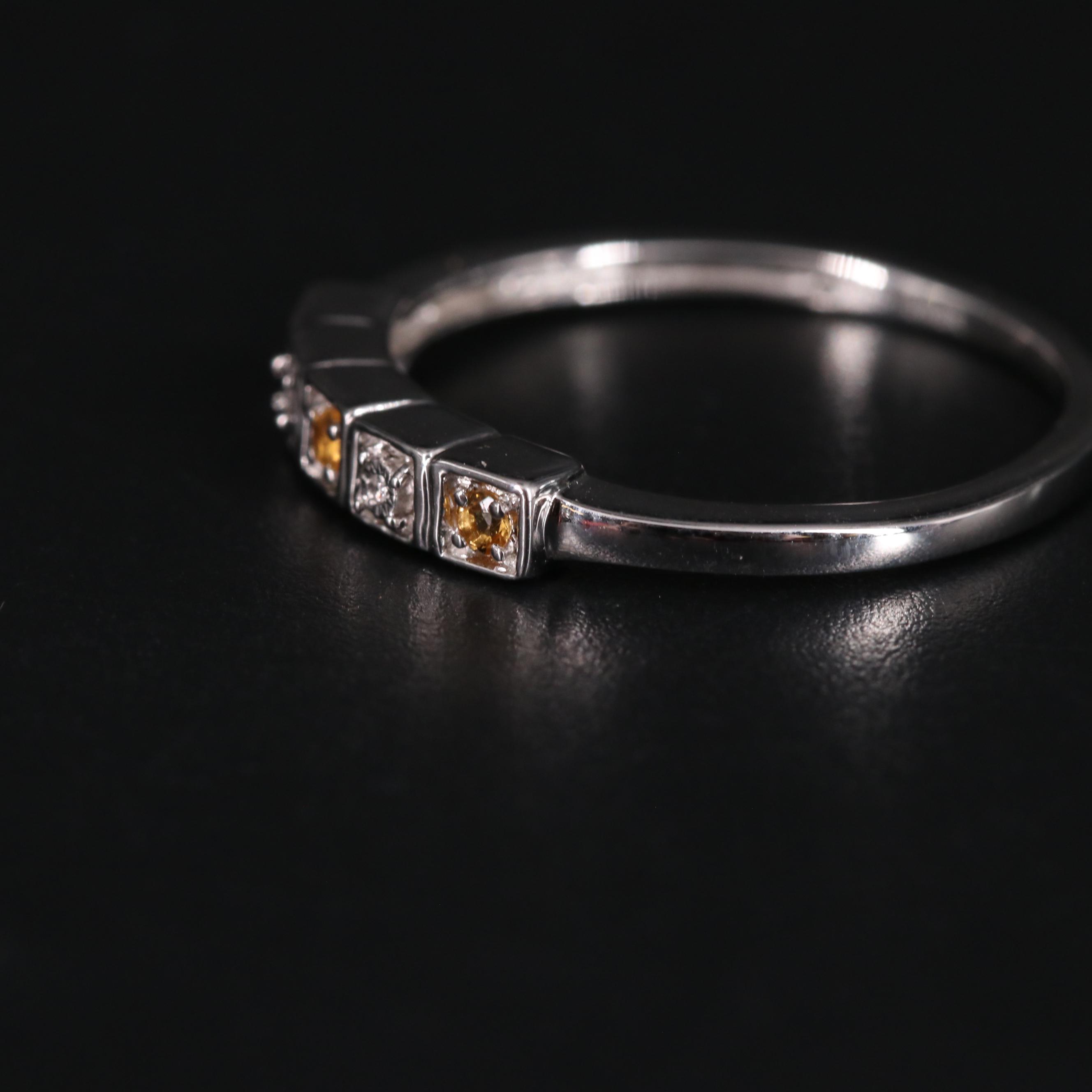 Sterling Silver Citrine and Diamond Ring