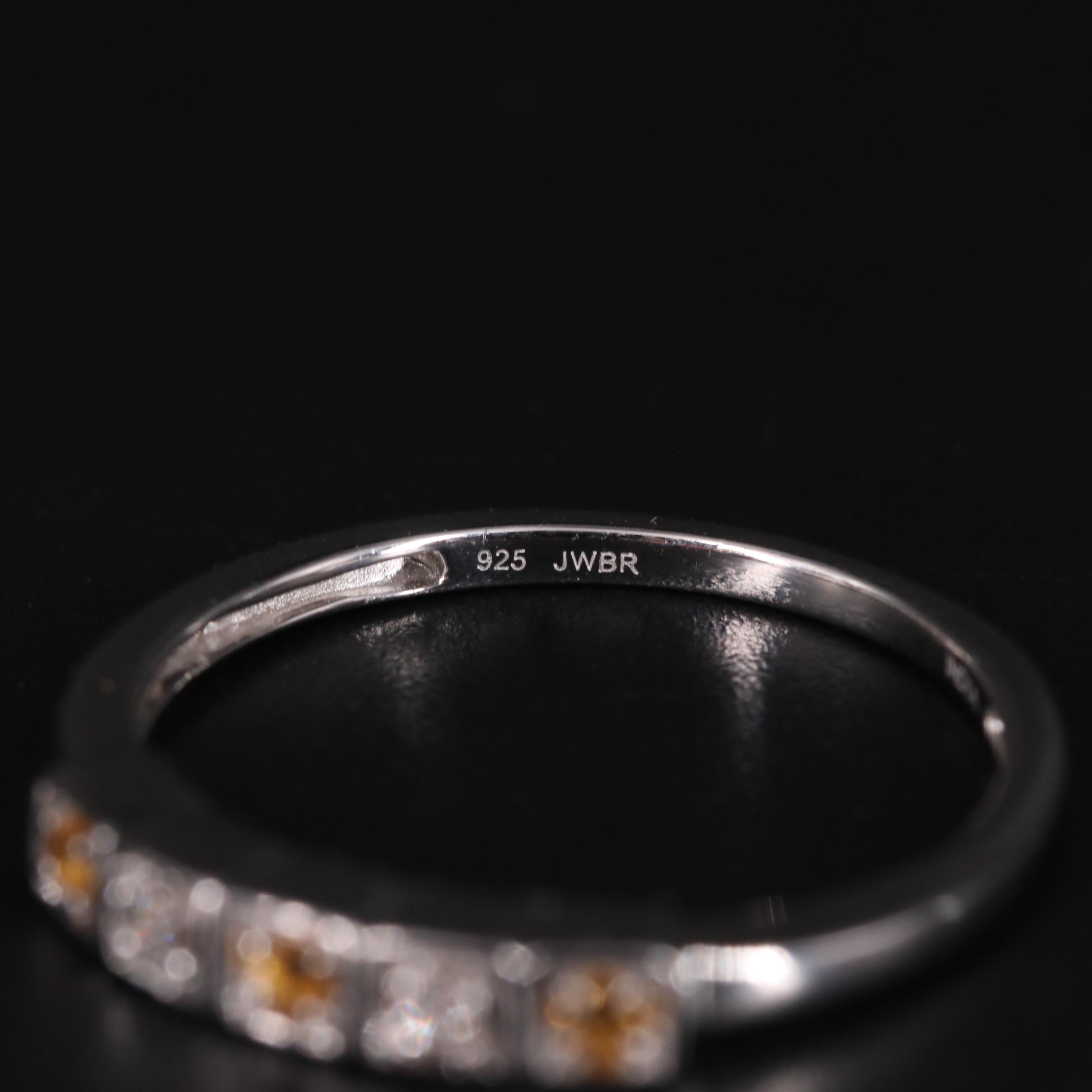 Sterling Silver Citrine and Diamond Ring