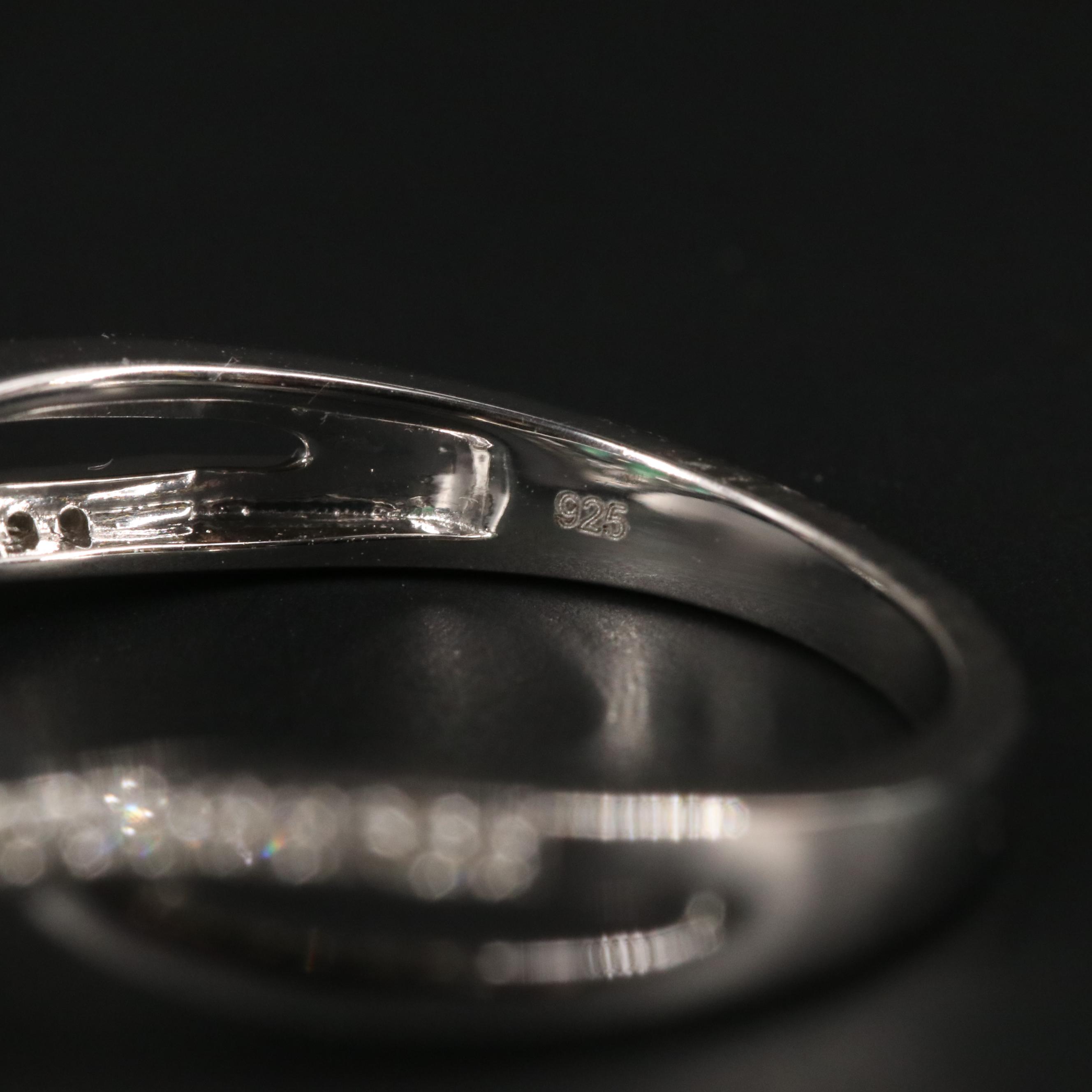 Sterling Silver Emerald and Diamond Ring