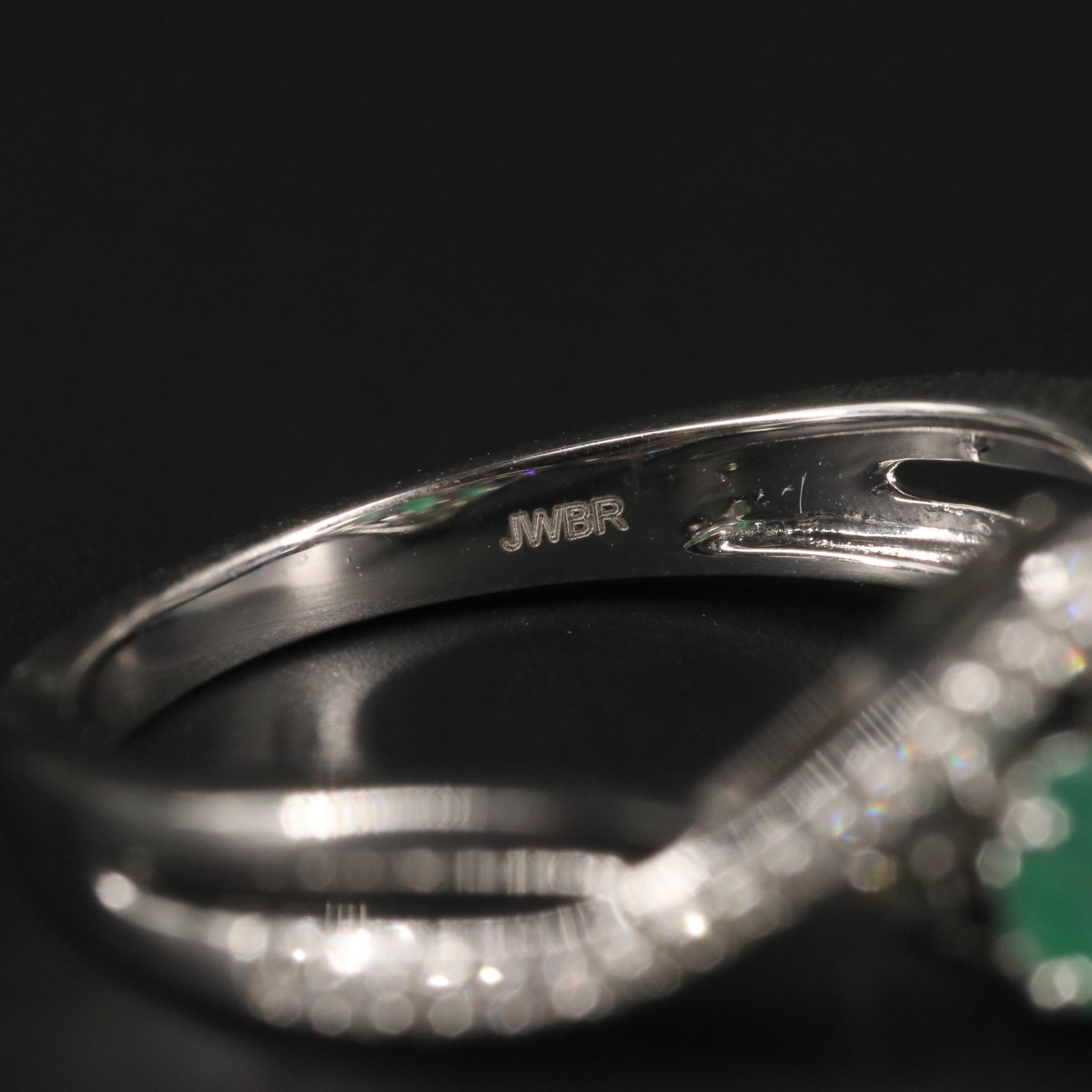 Sterling Silver Emerald and Diamond Ring