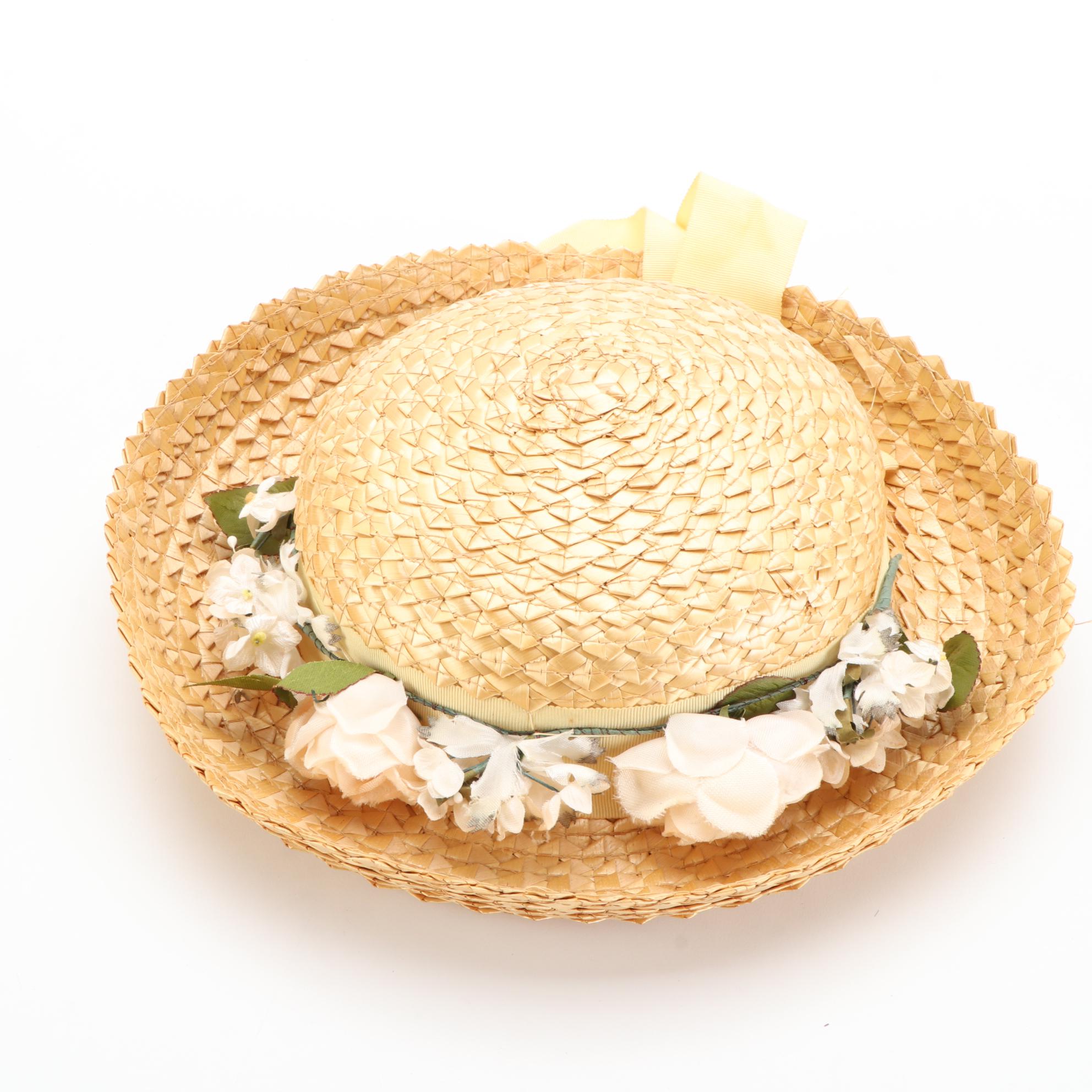 Marshall Field's Straw Hat, New York Creation Small Brim Hat, and Breton Hat