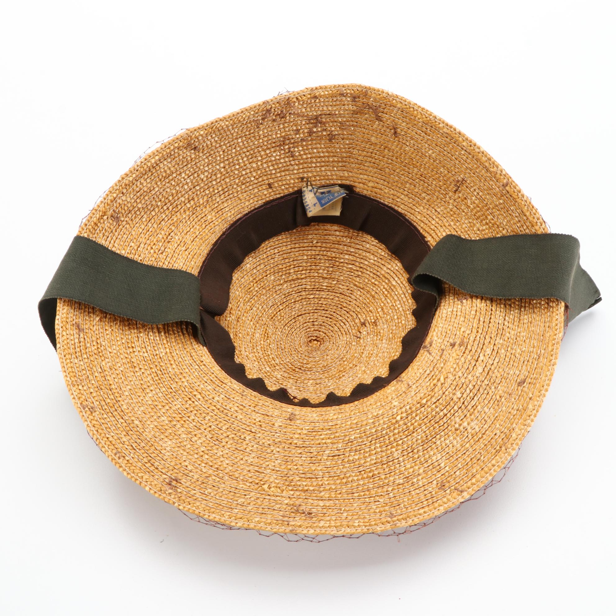 Marshall Field's Straw Hat, New York Creation Small Brim Hat, and Breton Hat