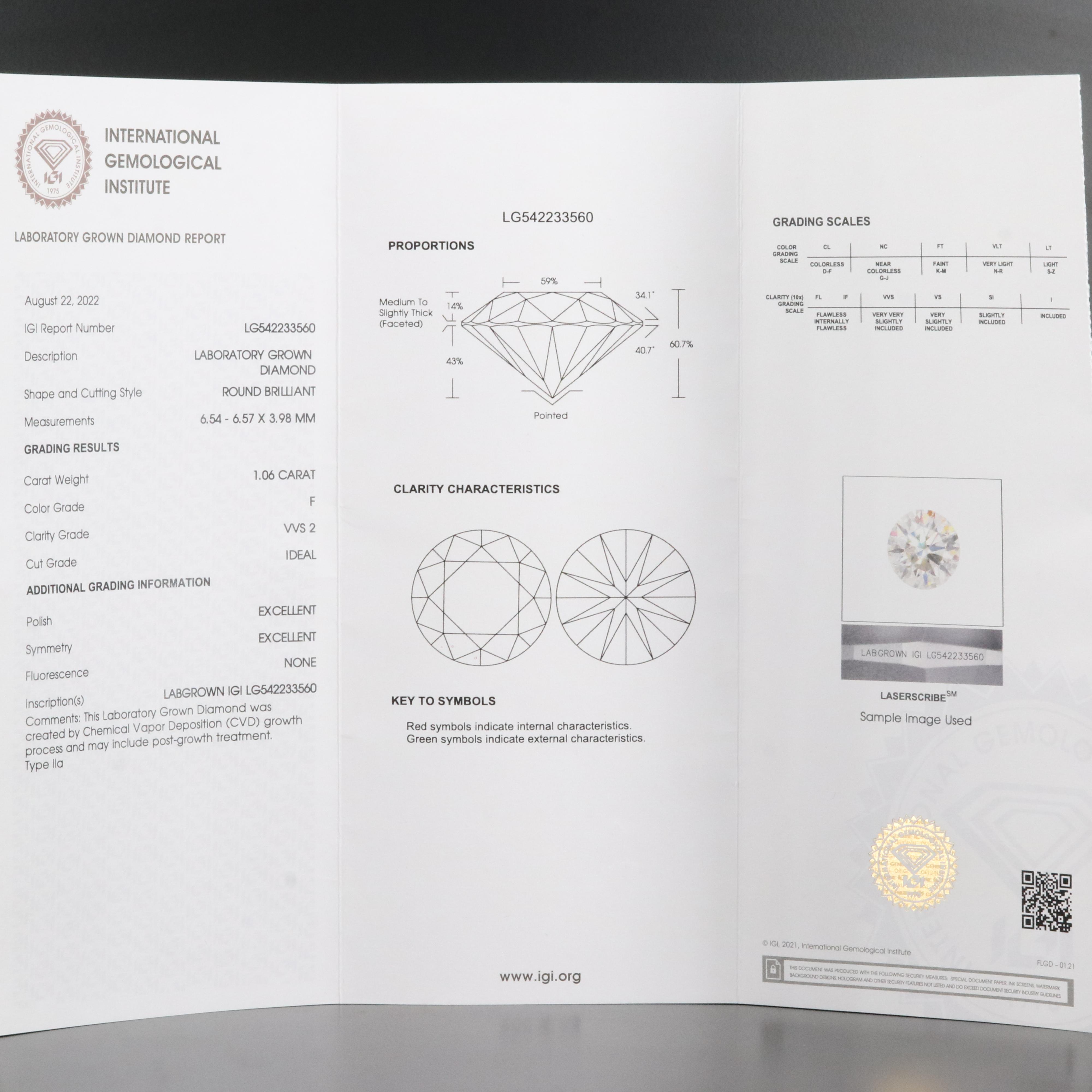 Platinum 2.18 CTW Lab Grown Diamond Ring with IGI Reports