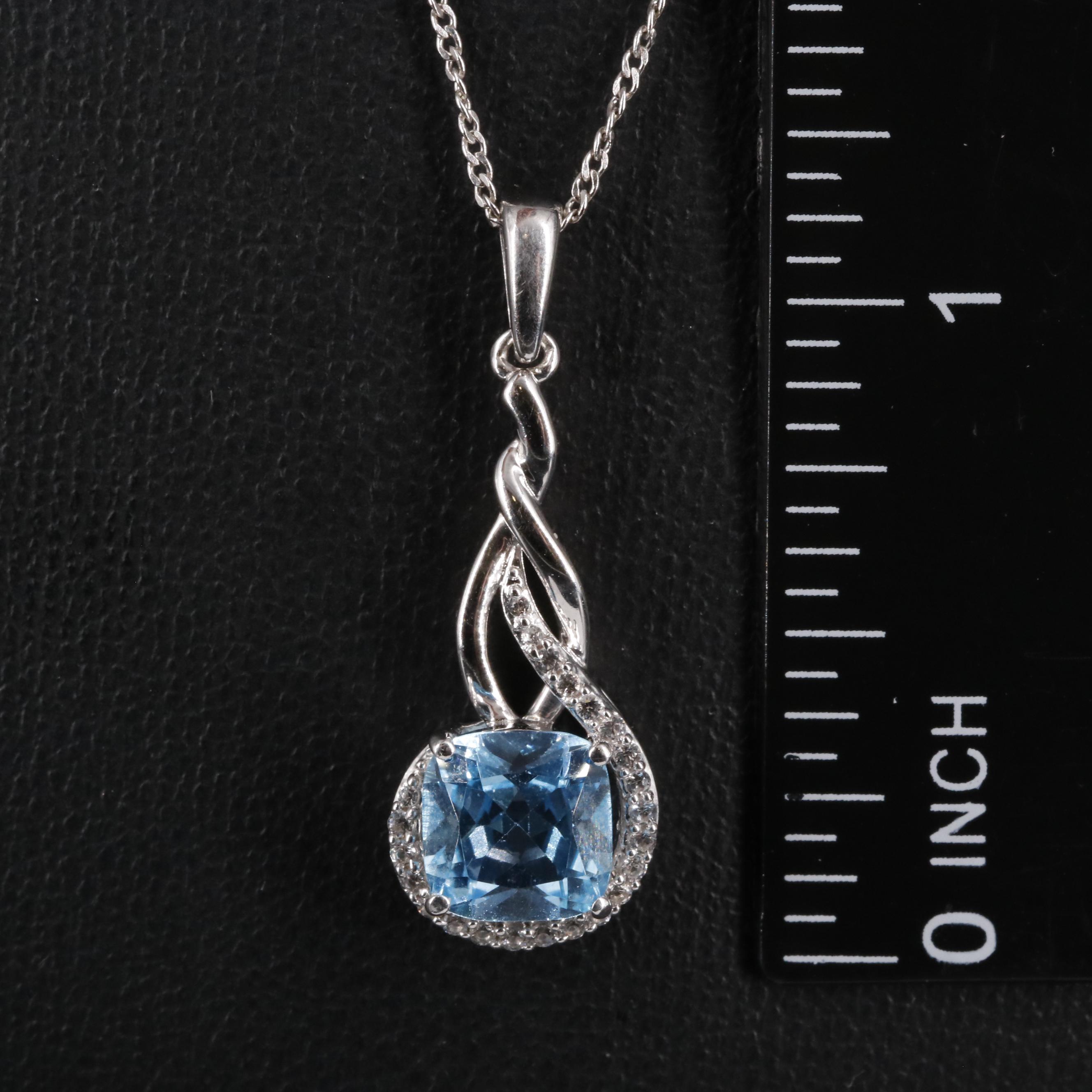 Sterling Silver Topaz and Sapphire Necklace