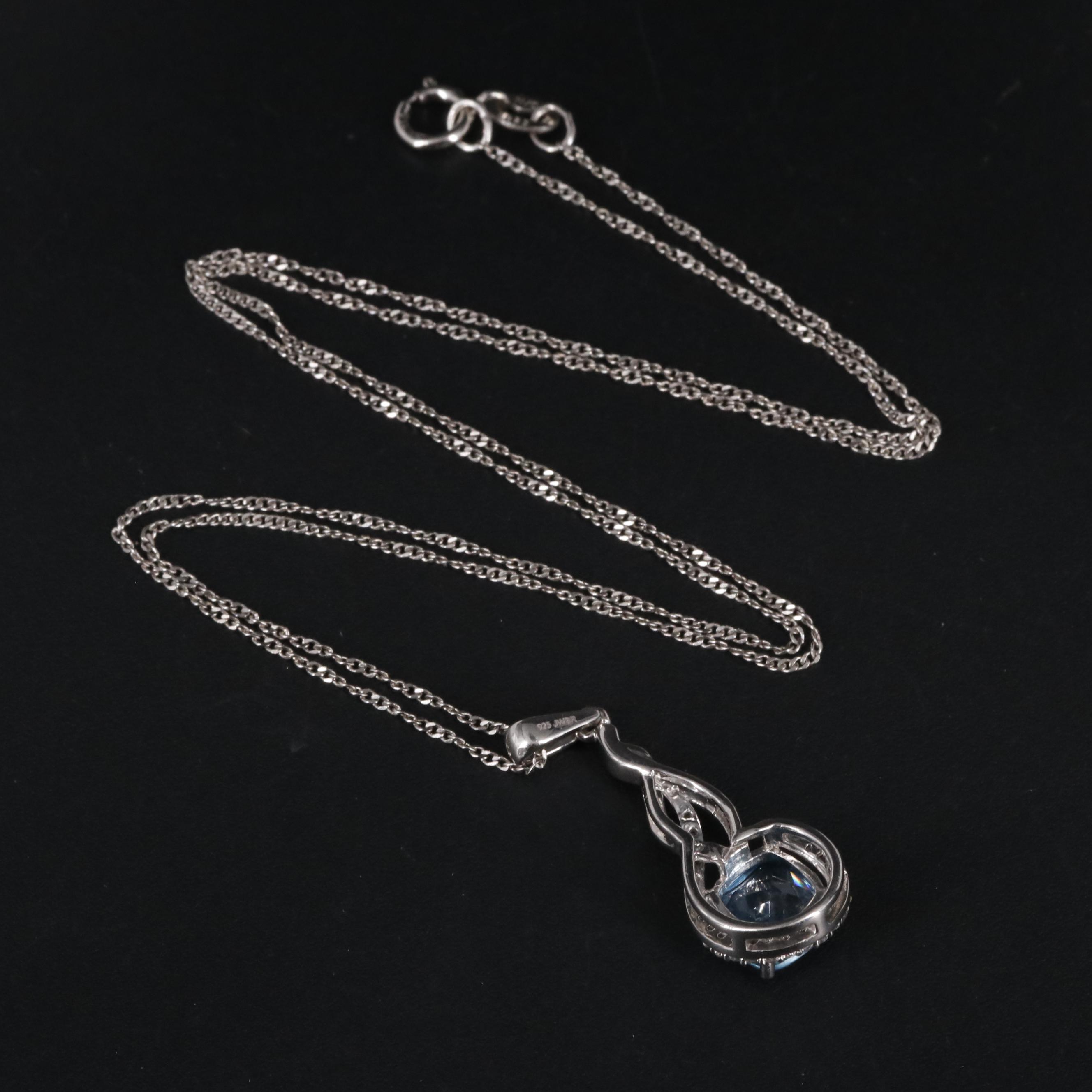Sterling Silver Topaz and Sapphire Necklace