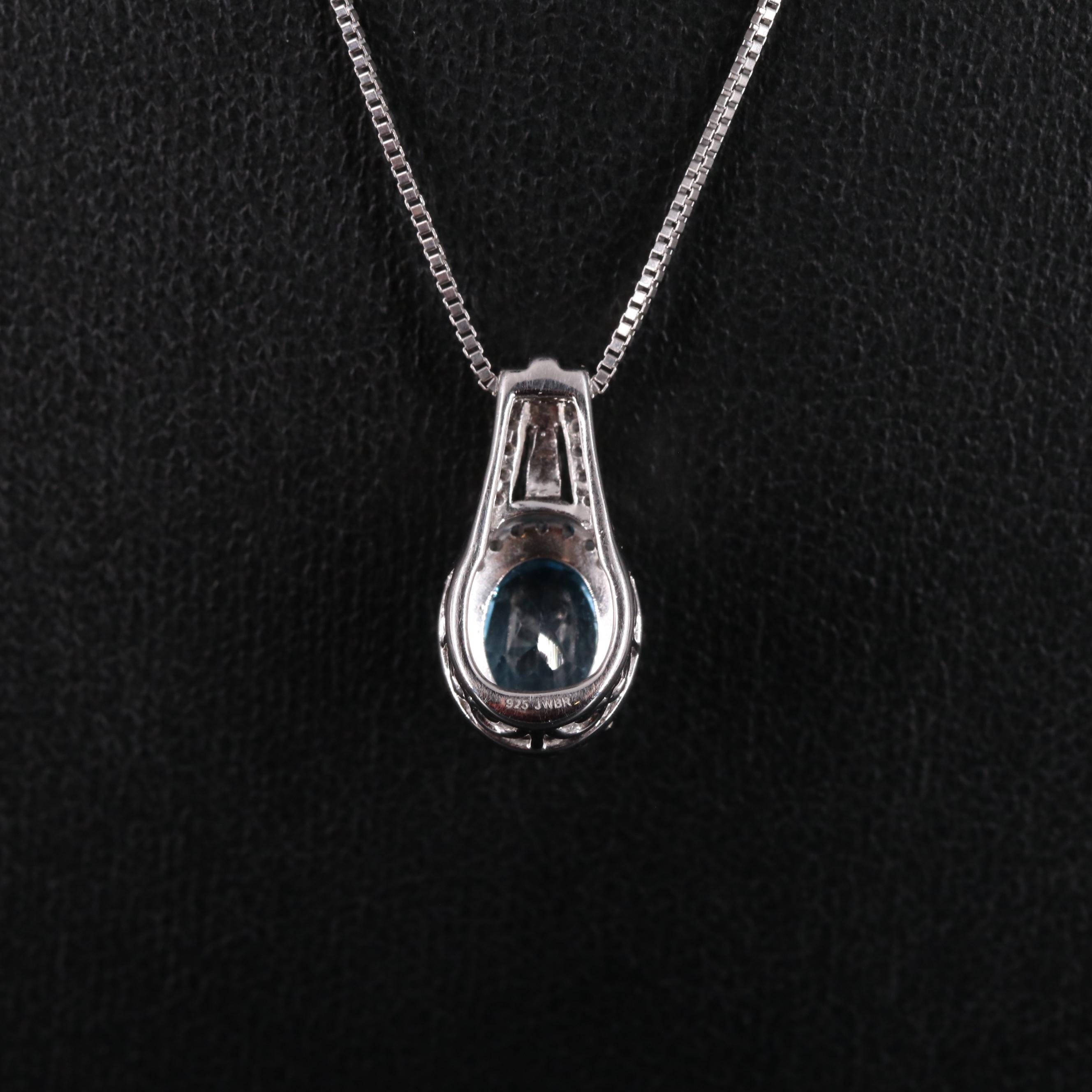Sterling Silver Topaz and Sapphire Pendant Necklace