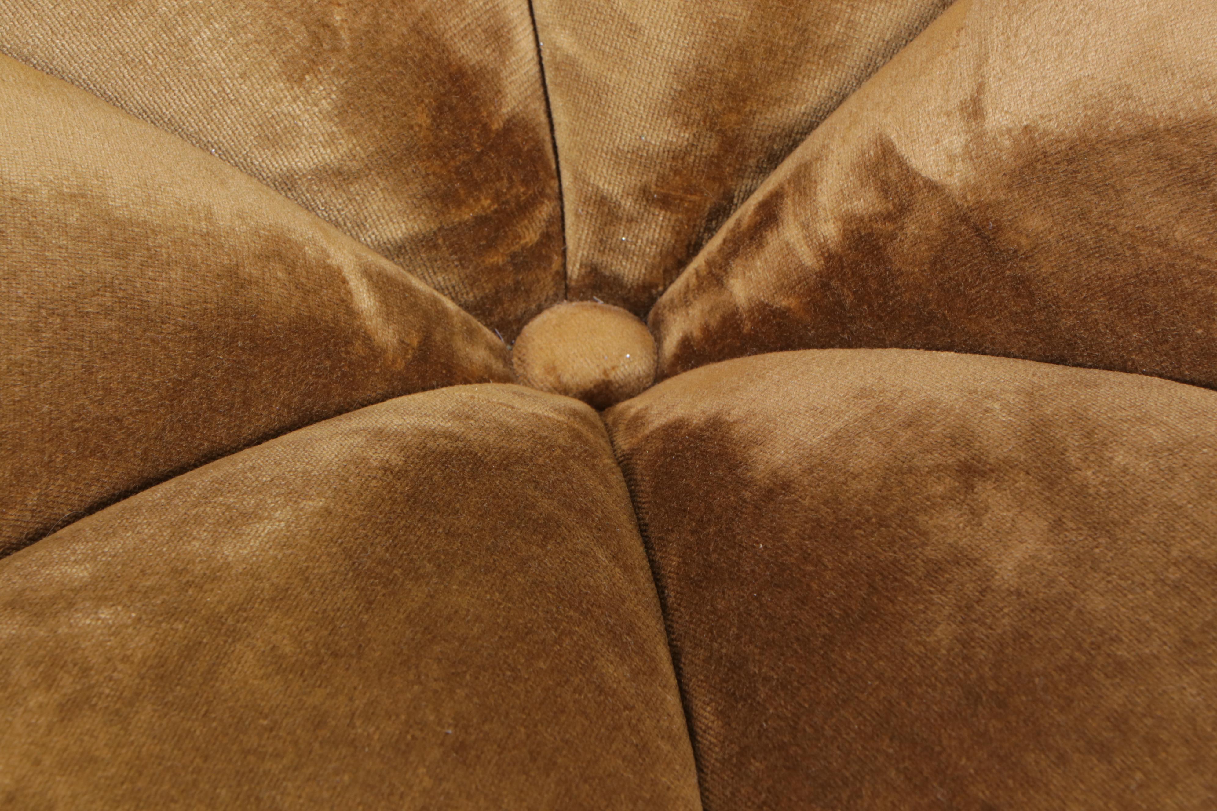 Custom-Upholstered and Button-Tufted Rolling Ottoman