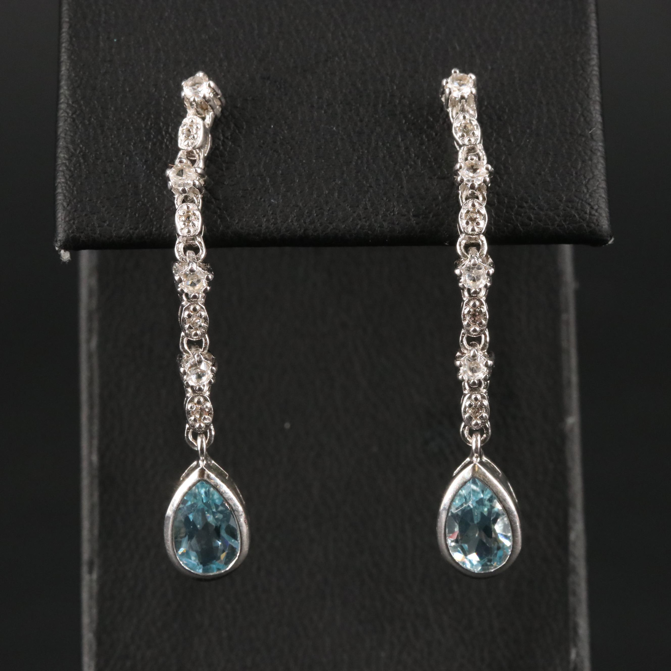Sterling Silver Topaz Dangle Earrings