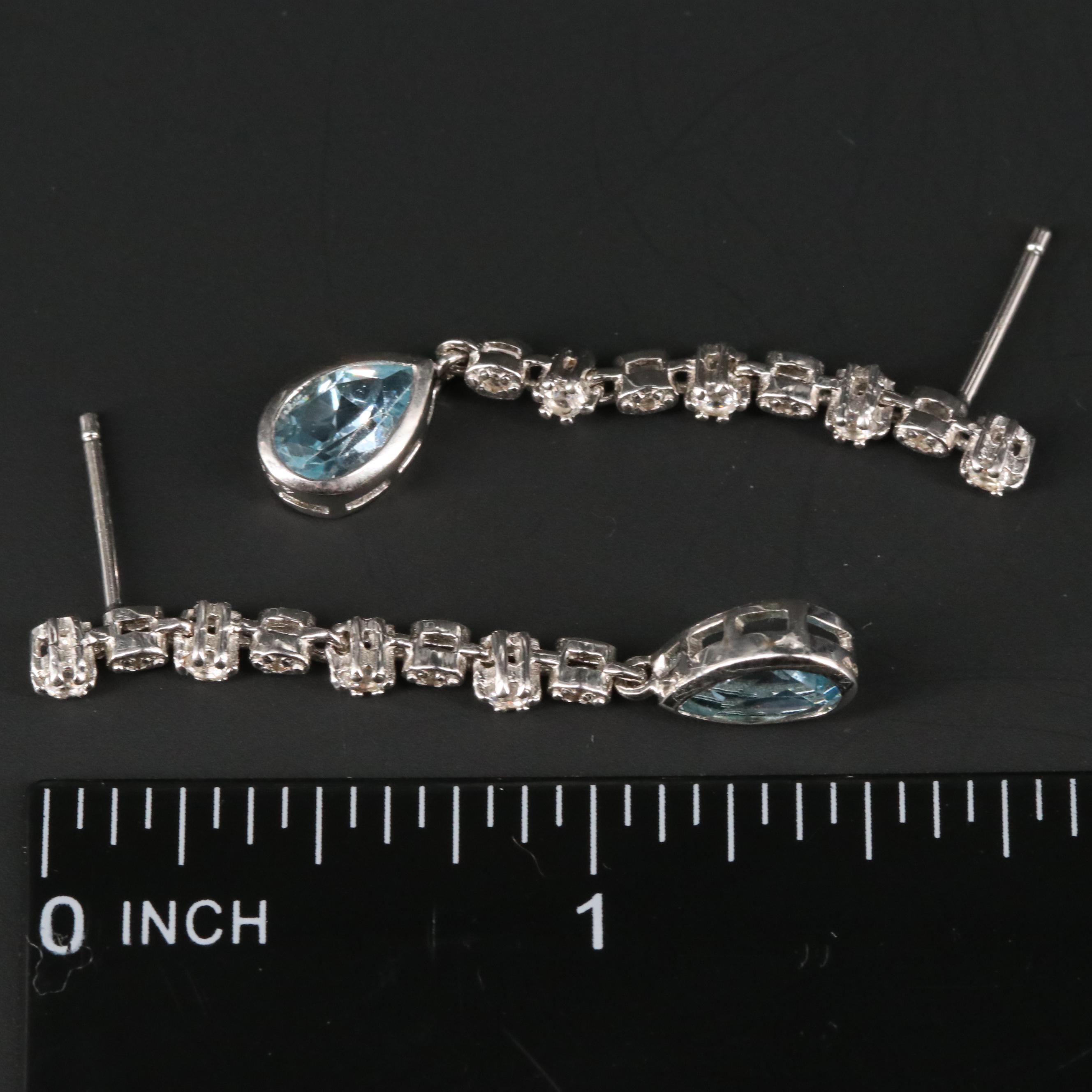 Sterling Silver Topaz Dangle Earrings