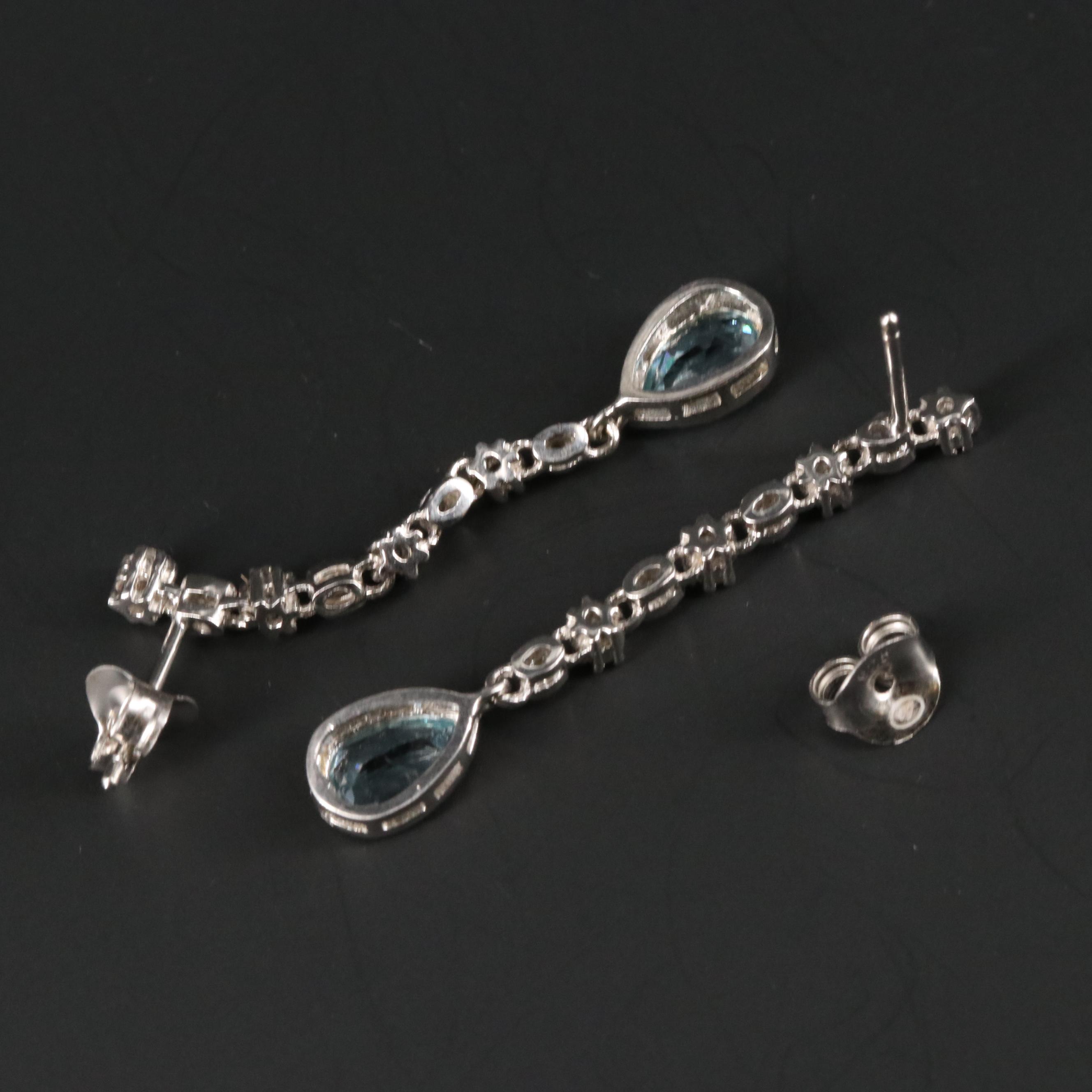 Sterling Silver Topaz Dangle Earrings