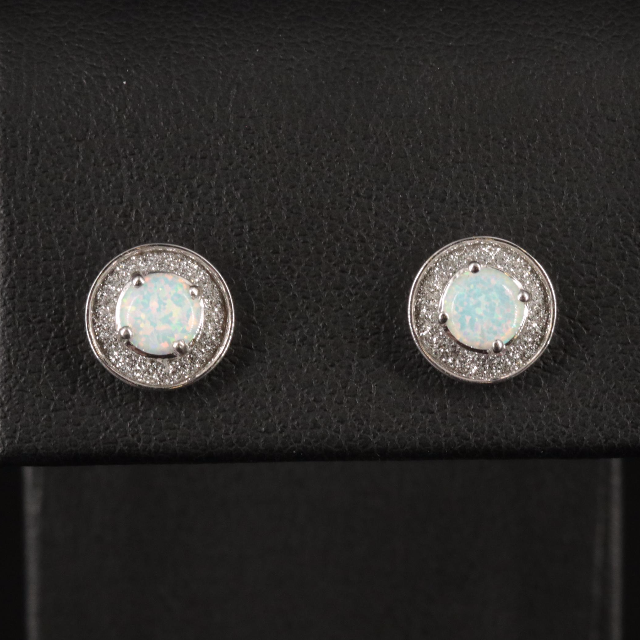 Sterling Silver Opal Stud Earrings