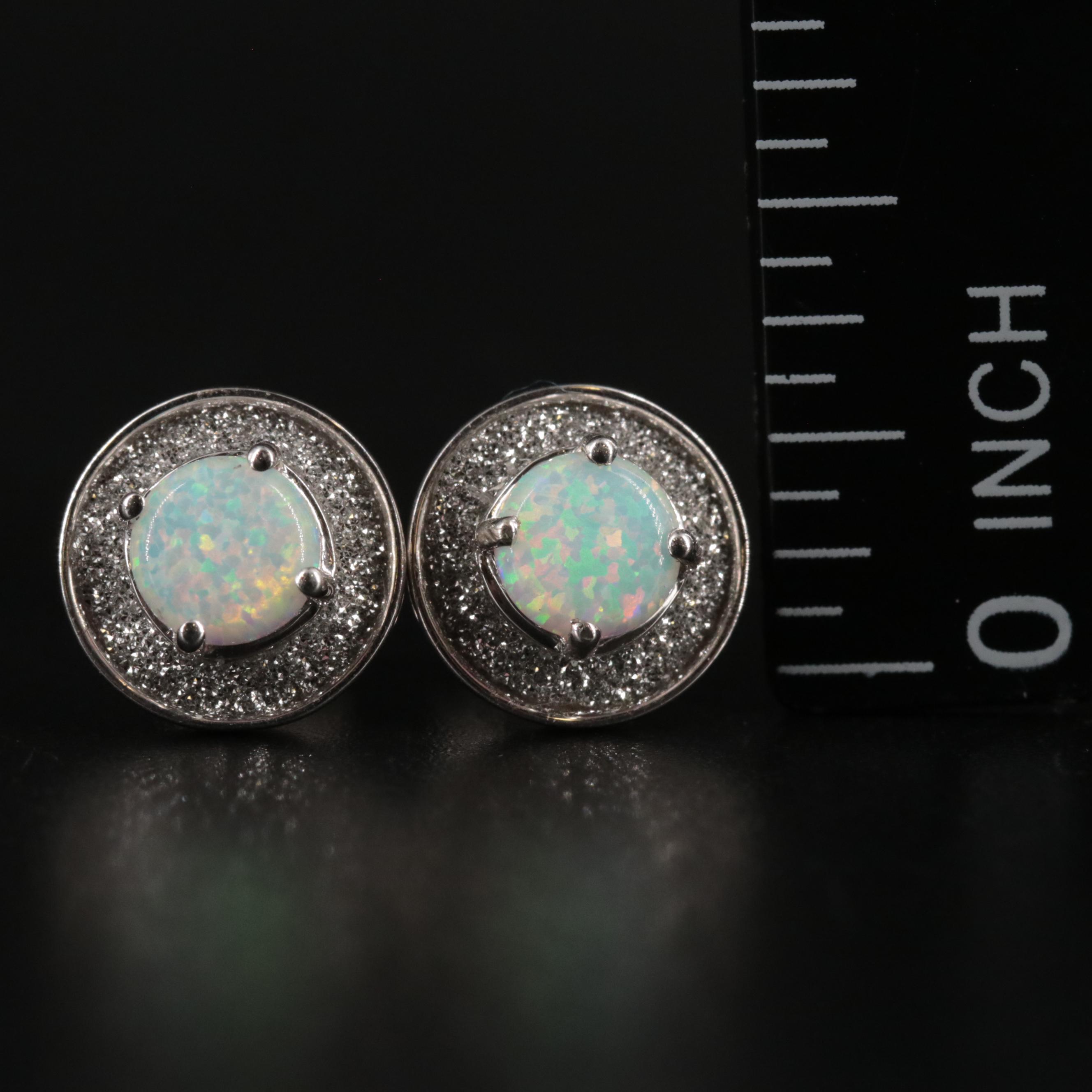 Sterling Silver Opal Stud Earrings
