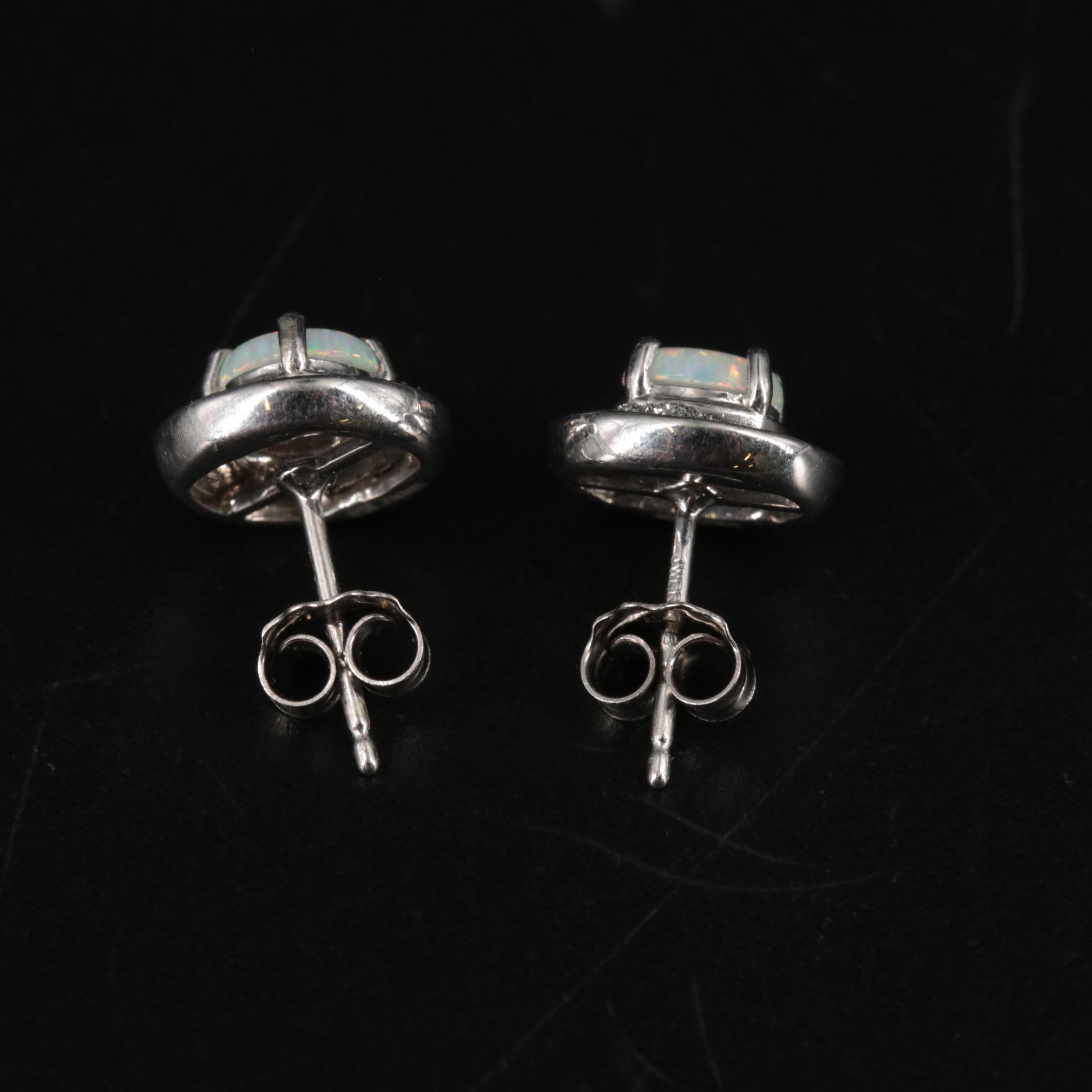 Sterling Silver Opal Stud Earrings