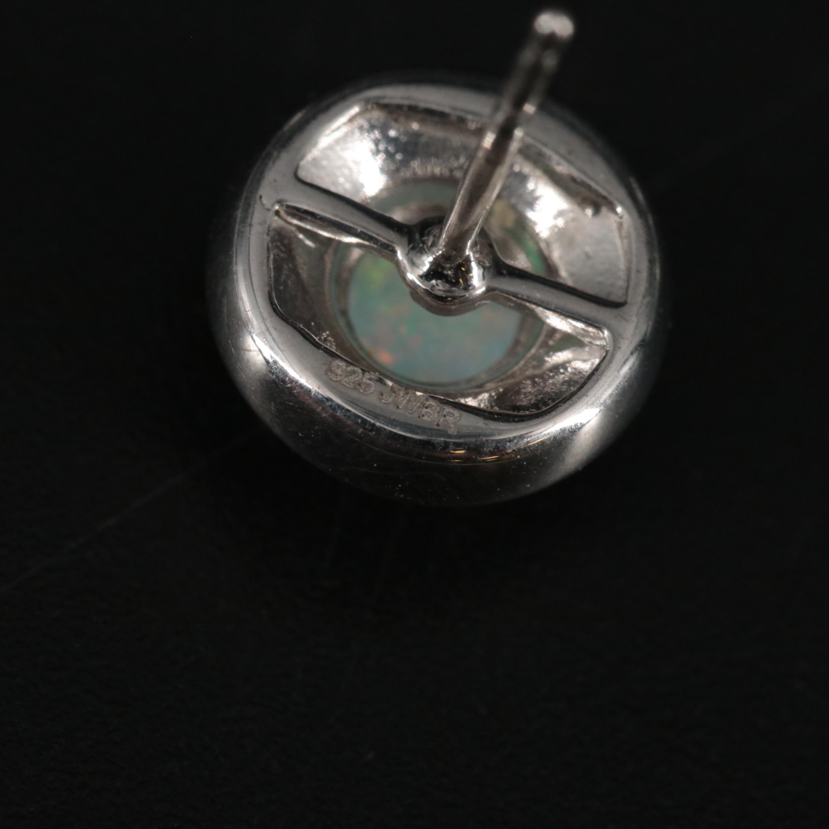 Sterling Silver Opal Stud Earrings