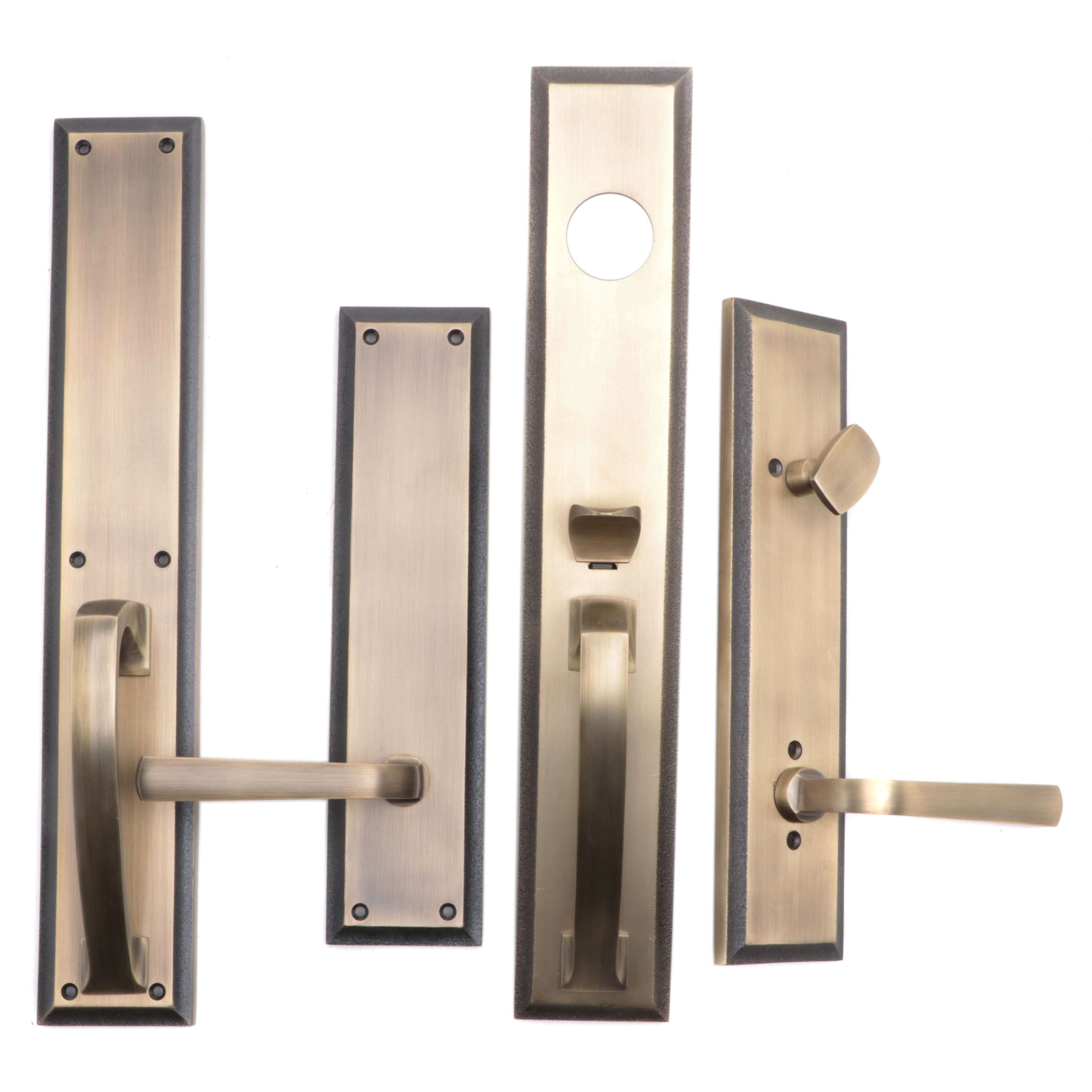 Antique Finished Brass Left Hand Dummy and Right Hand Lever Entry Door Sets