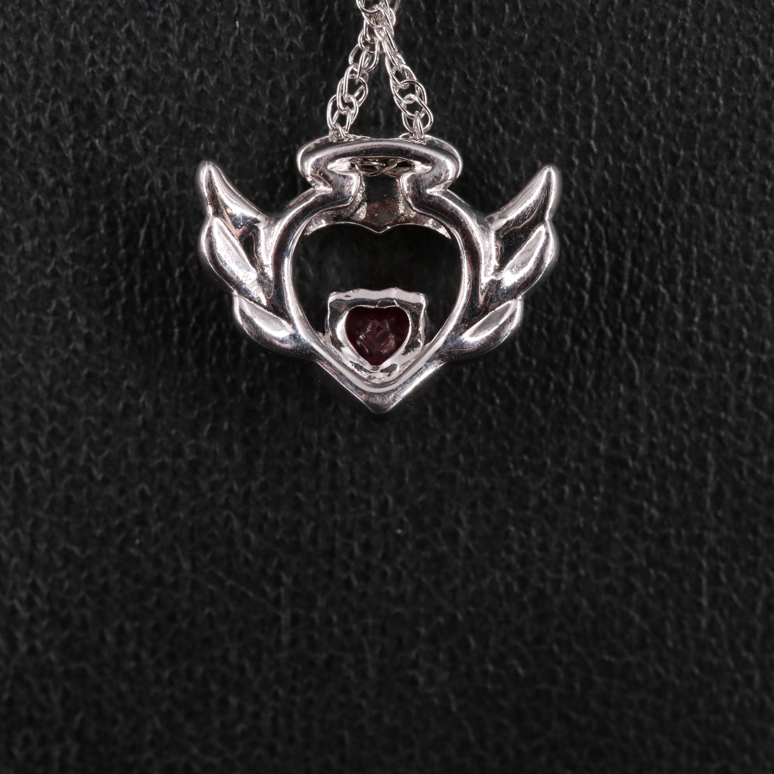 Sterling Silver Ruby Pendant Necklace