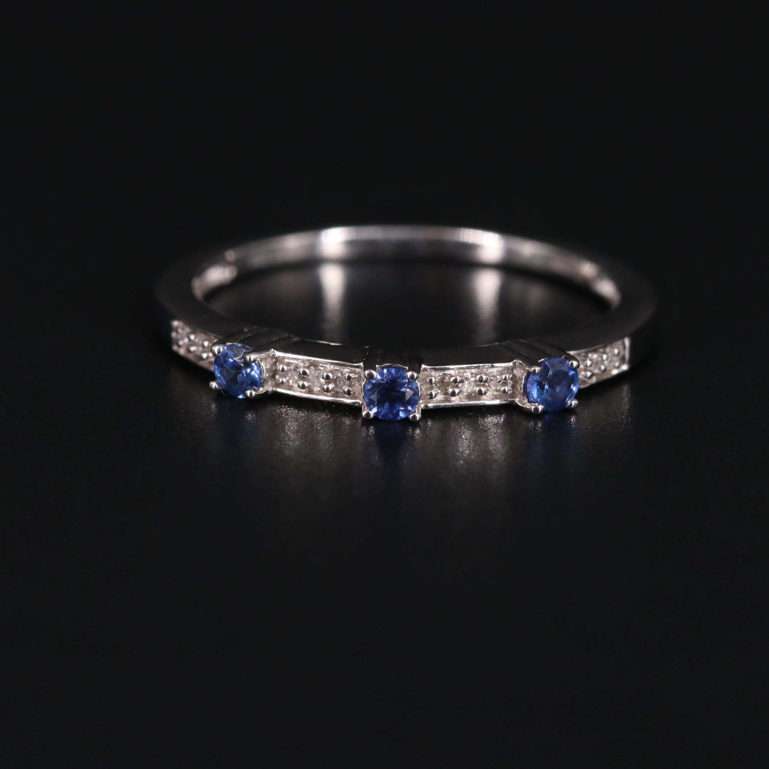 Sterling Silver Sapphire and Diamond Ring