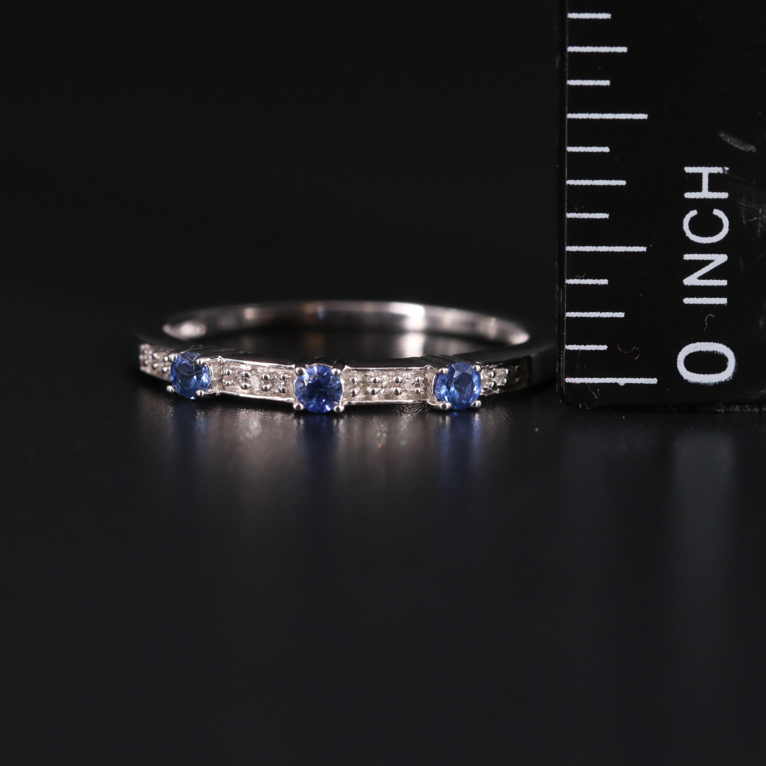 Sterling Silver Sapphire and Diamond Ring