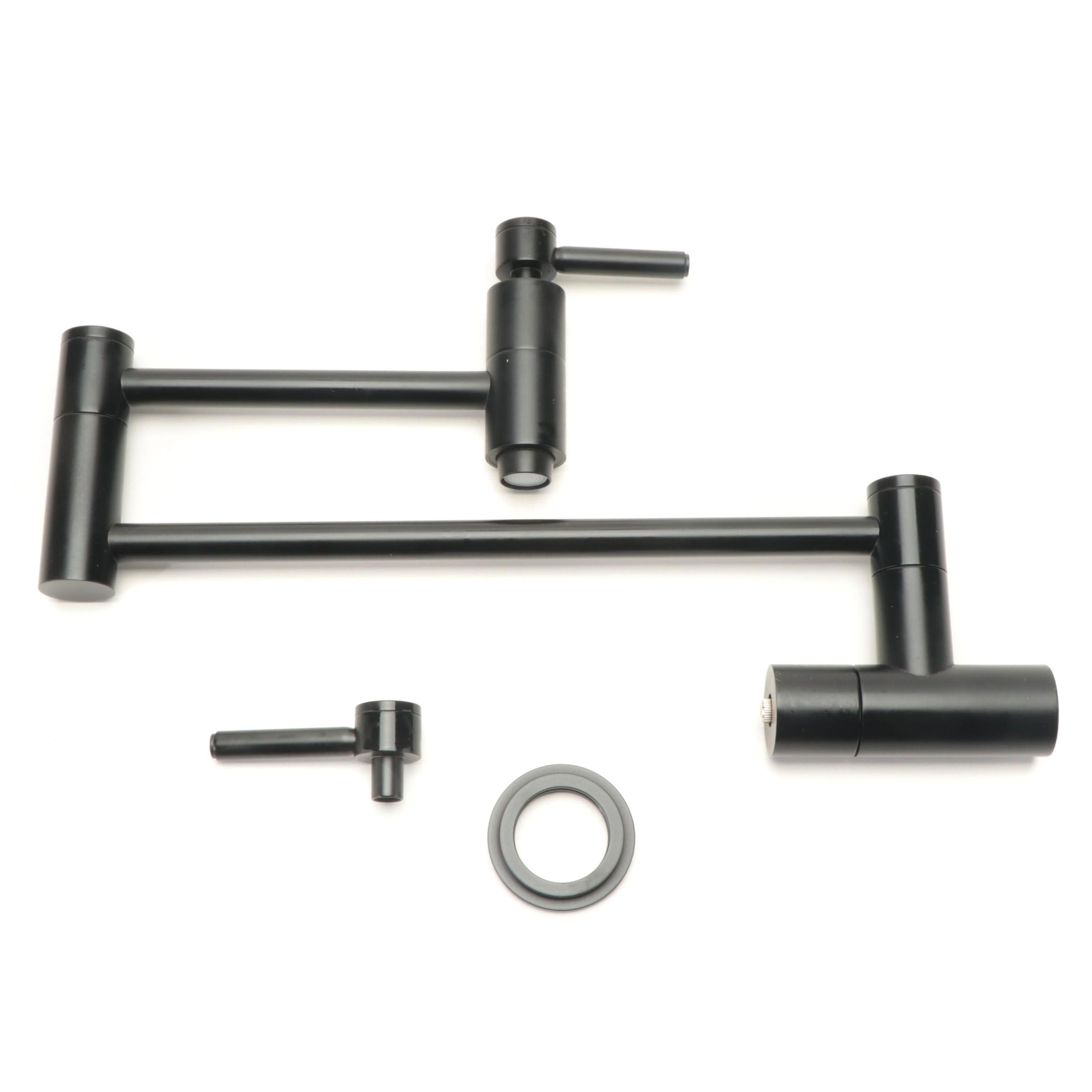 Modernist Matte Black Finish Retractable Wall-Mount Pot Filler