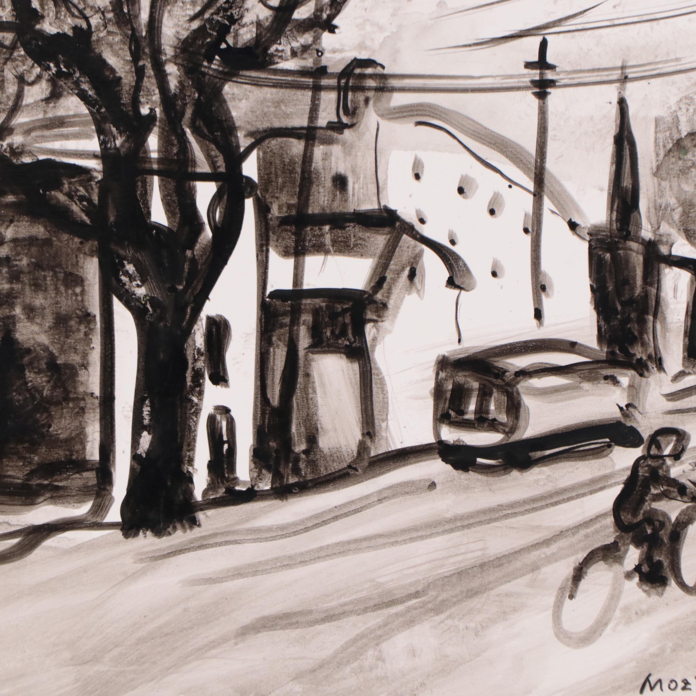 Marina Mozhayeva Street Scene Ink Wash Painting