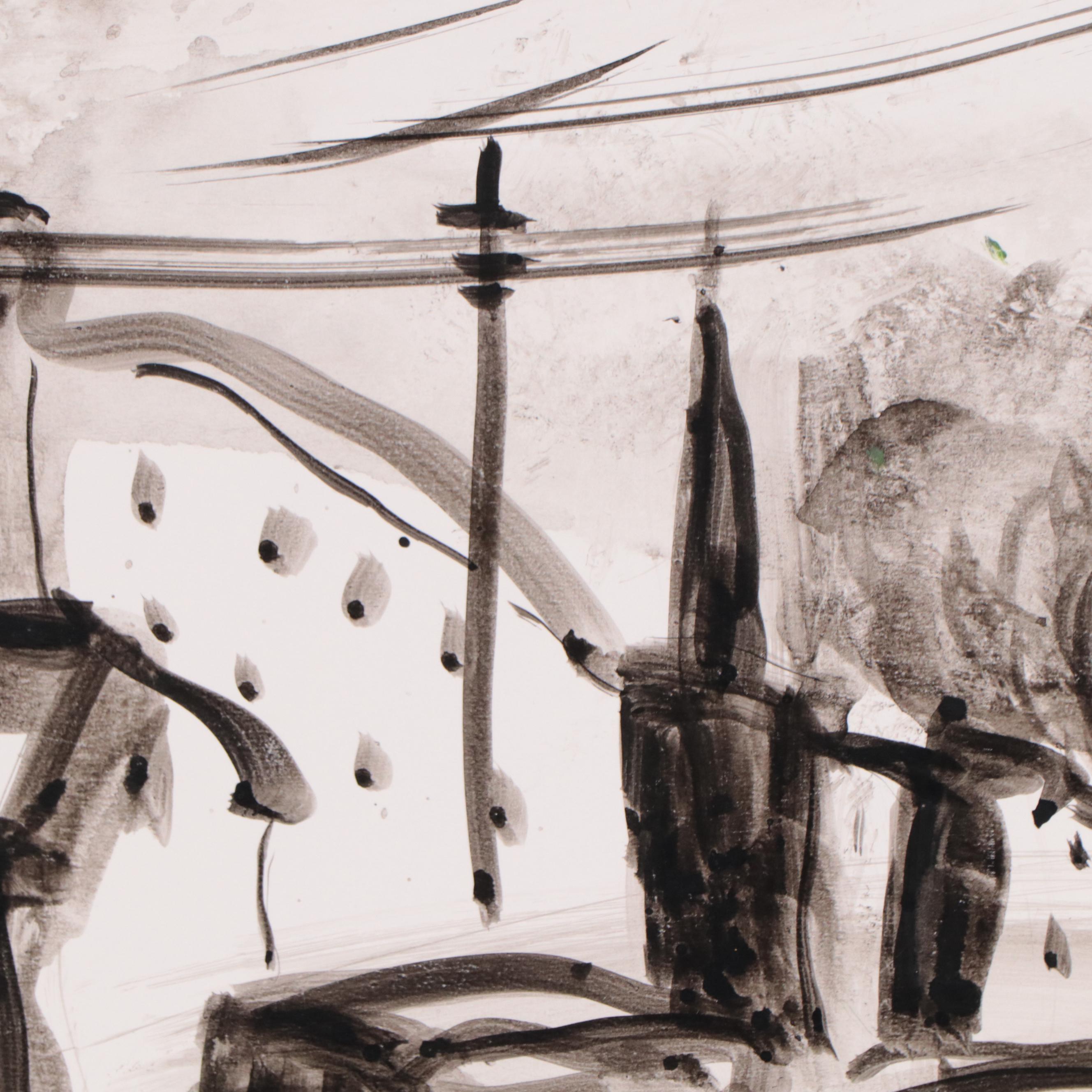 Marina Mozhayeva Street Scene Ink Wash Painting