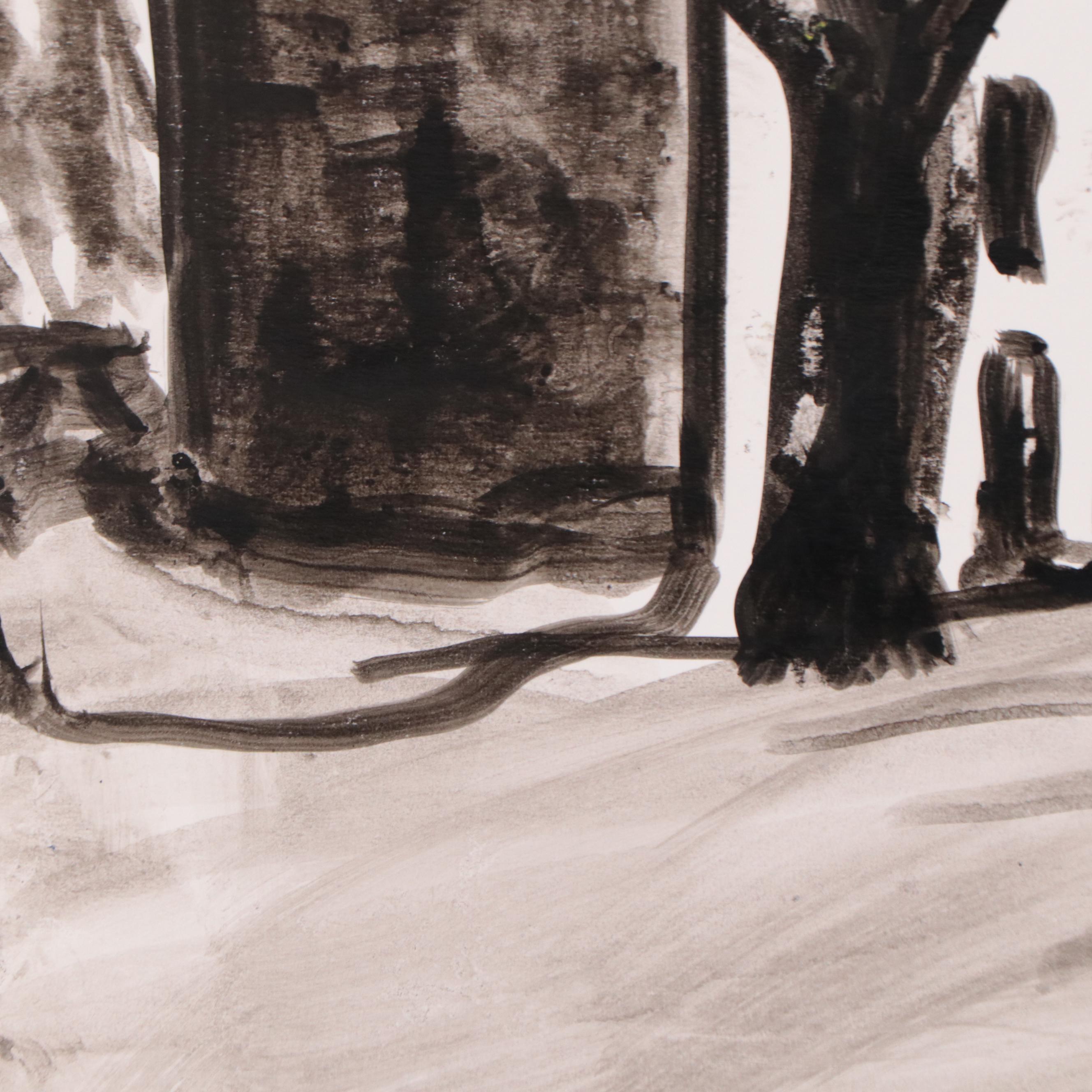 Marina Mozhayeva Street Scene Ink Wash Painting