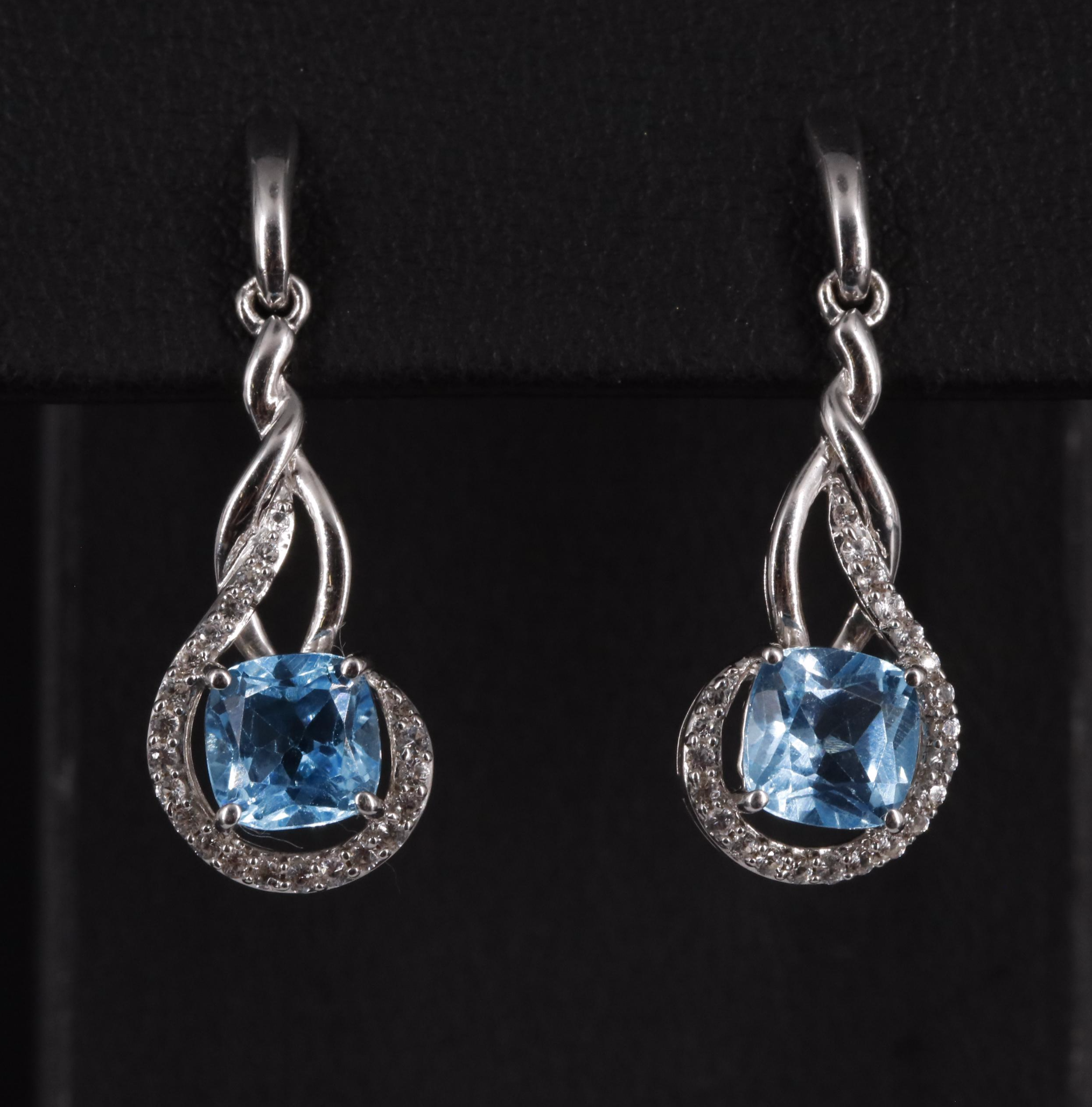 Sterling Silver Topaz and Sapphire Drop Earrings