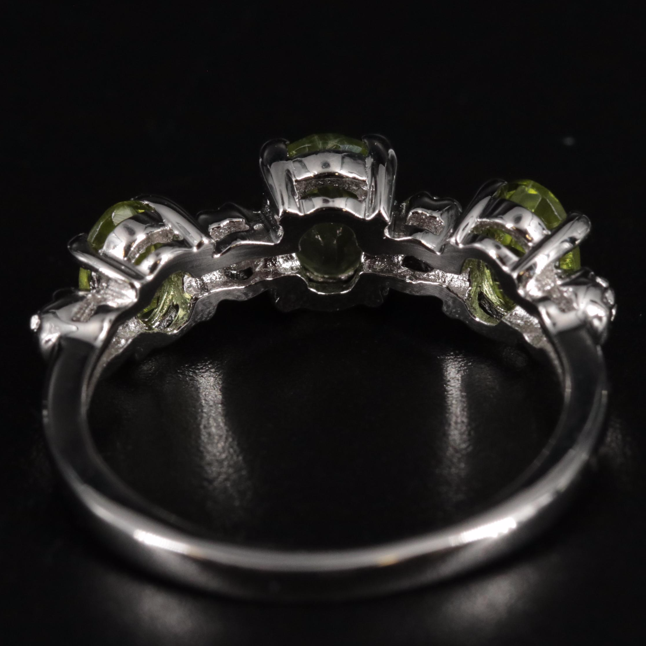 Sterling Silver Peridot and Cubic Zirconia Ring