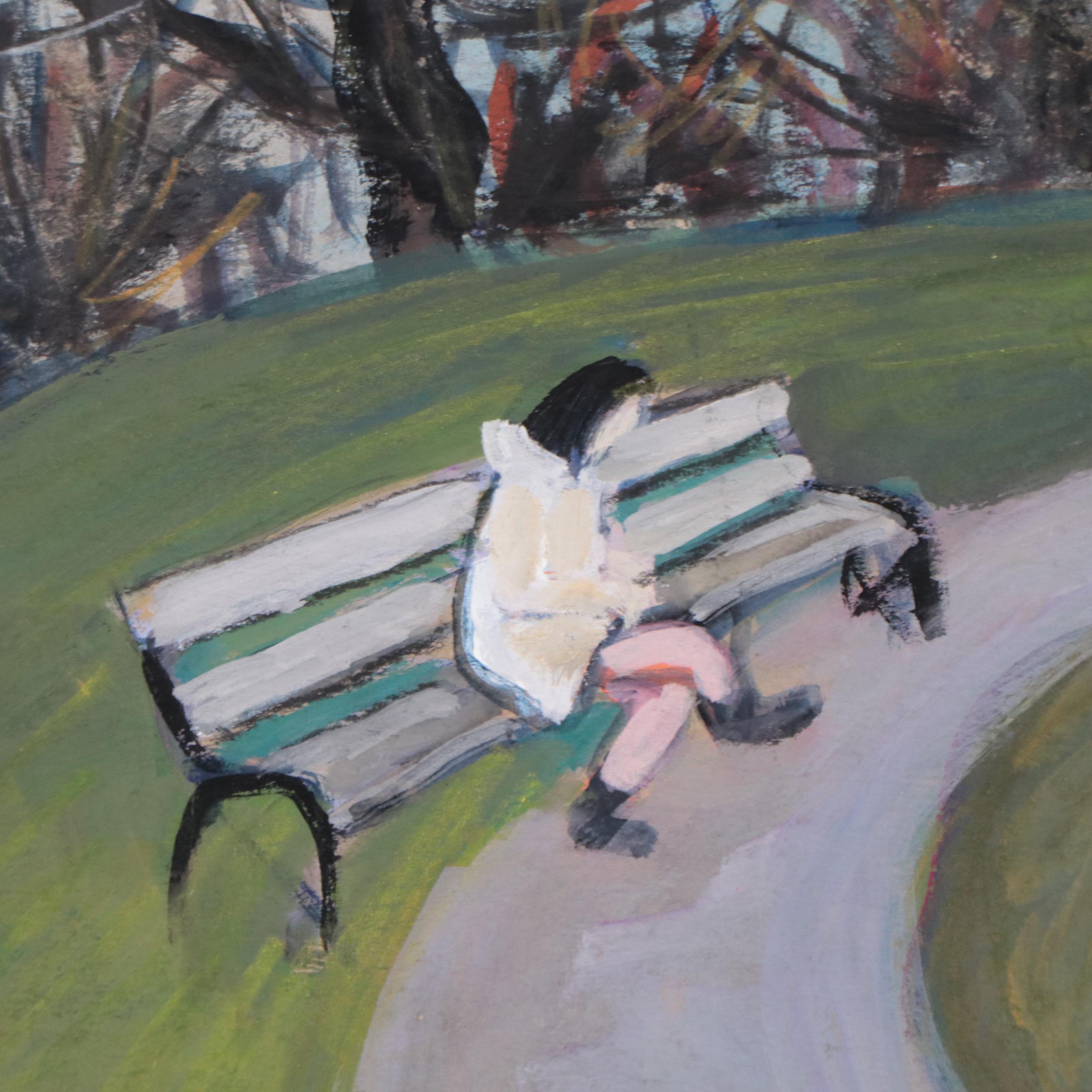 Marina Mozhayeva Acrylic Painting of Park Scene, 2016