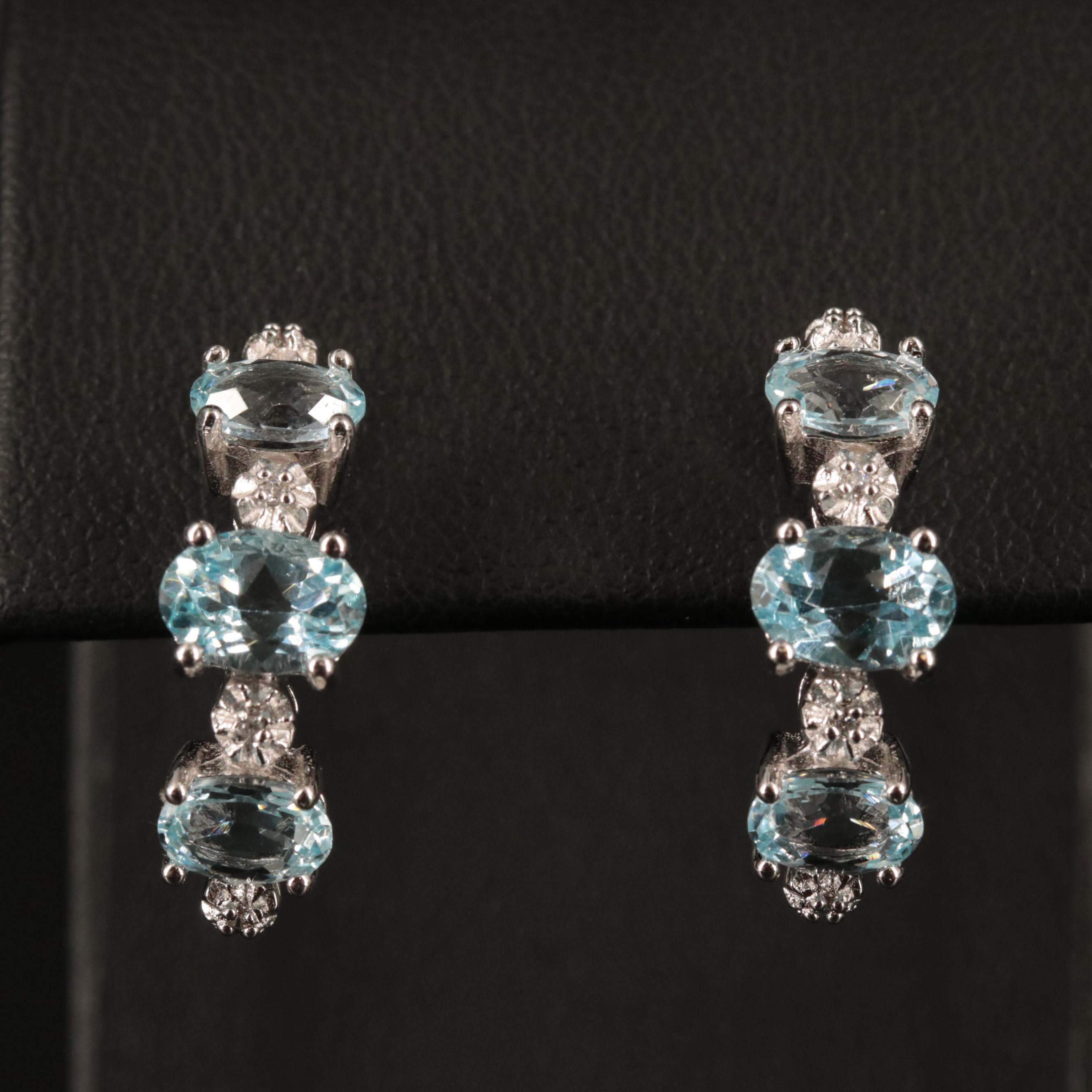 Sterling Silver Topaz and Cubic Zirconia Earrings
