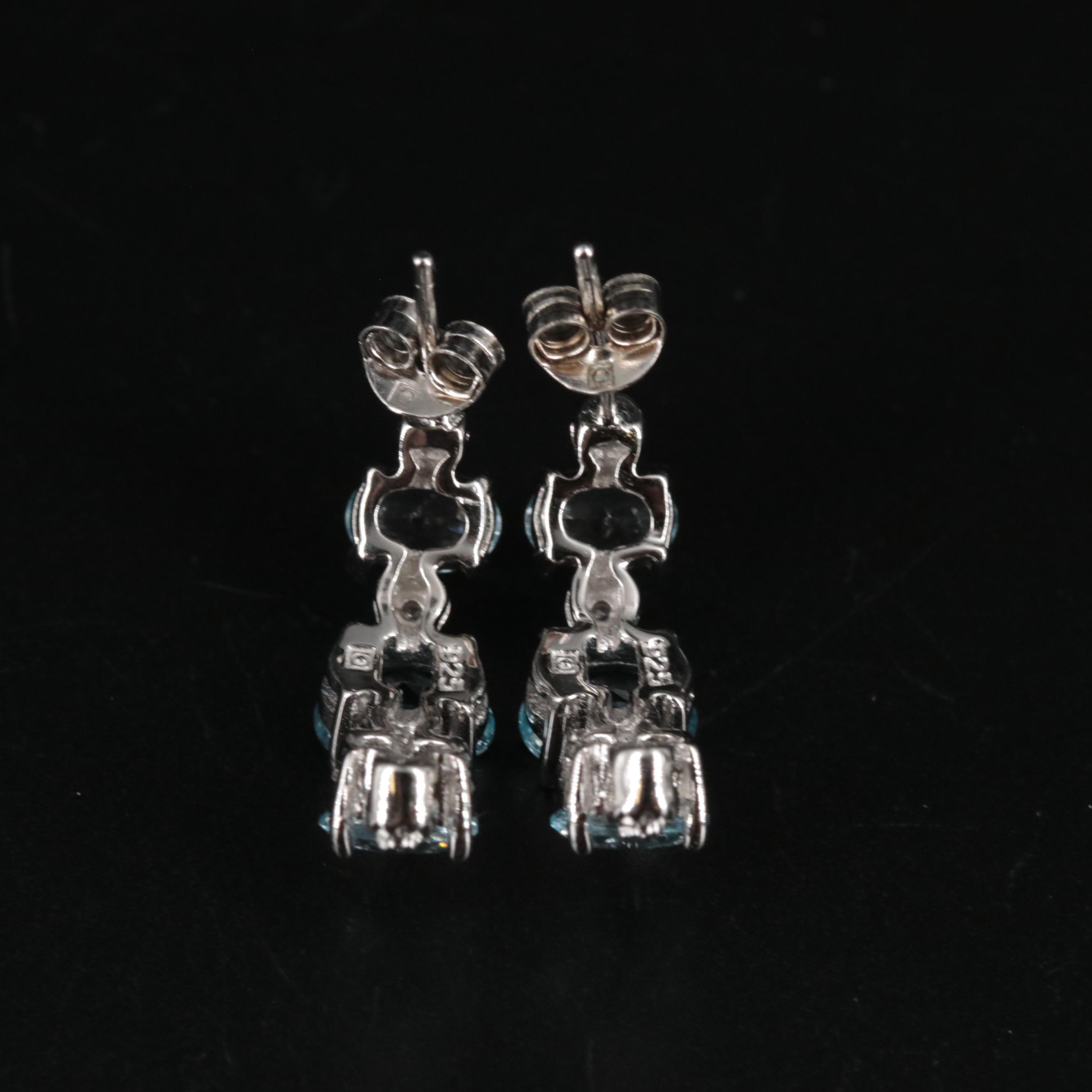 Sterling Silver Topaz and Cubic Zirconia Earrings
