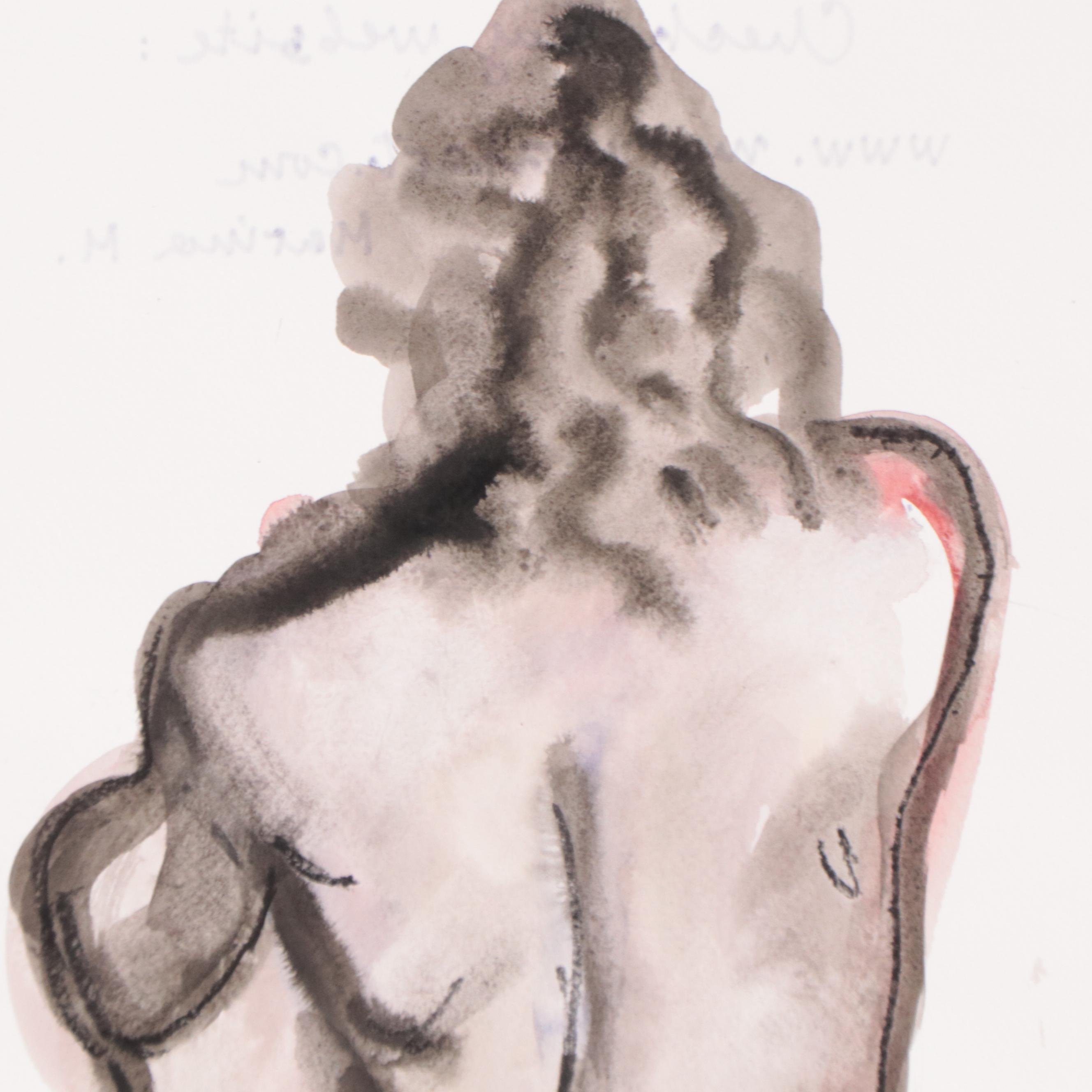 Marina Mozhayeva Watercolor Painting of Seated Nude, 2013
