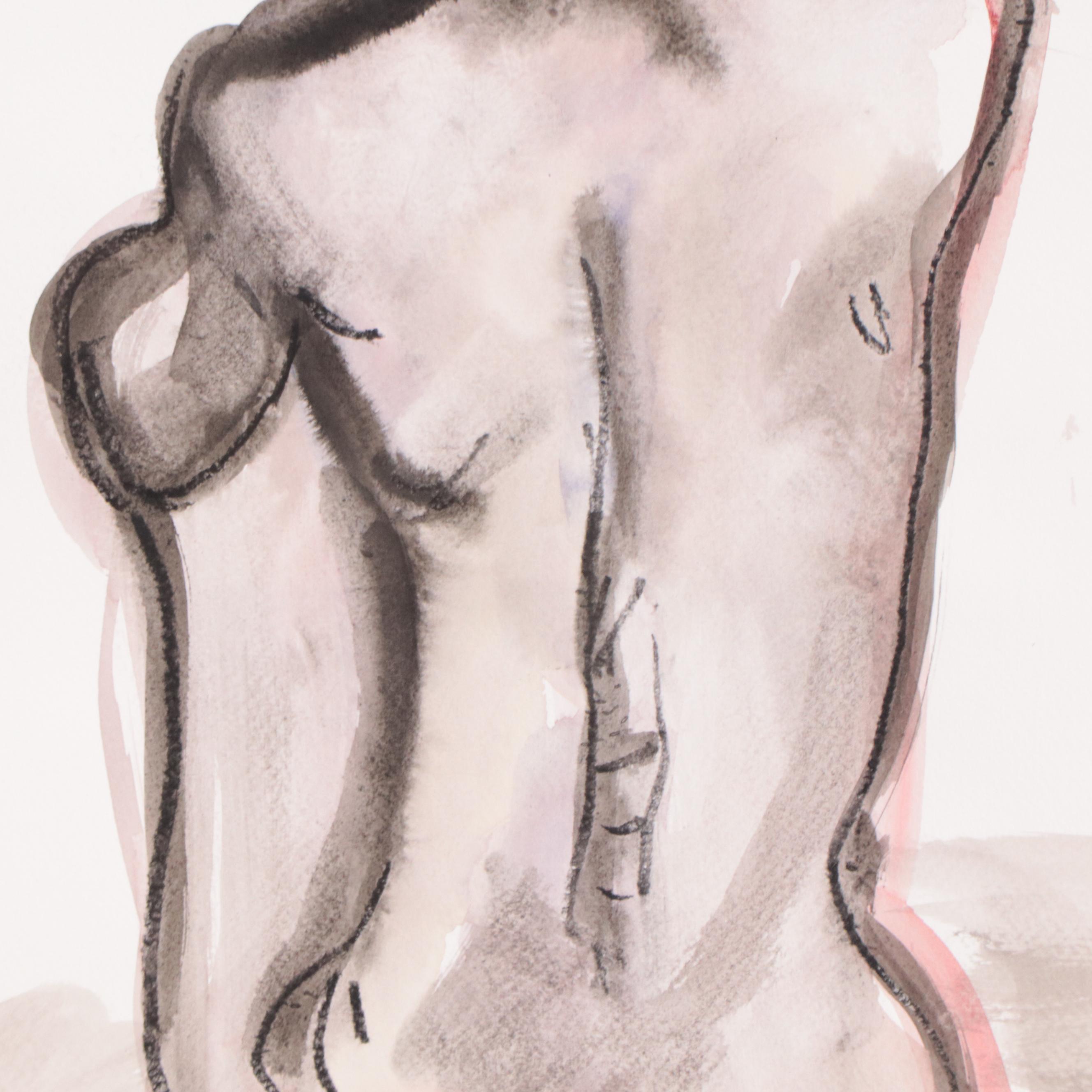 Marina Mozhayeva Watercolor Painting of Seated Nude, 2013