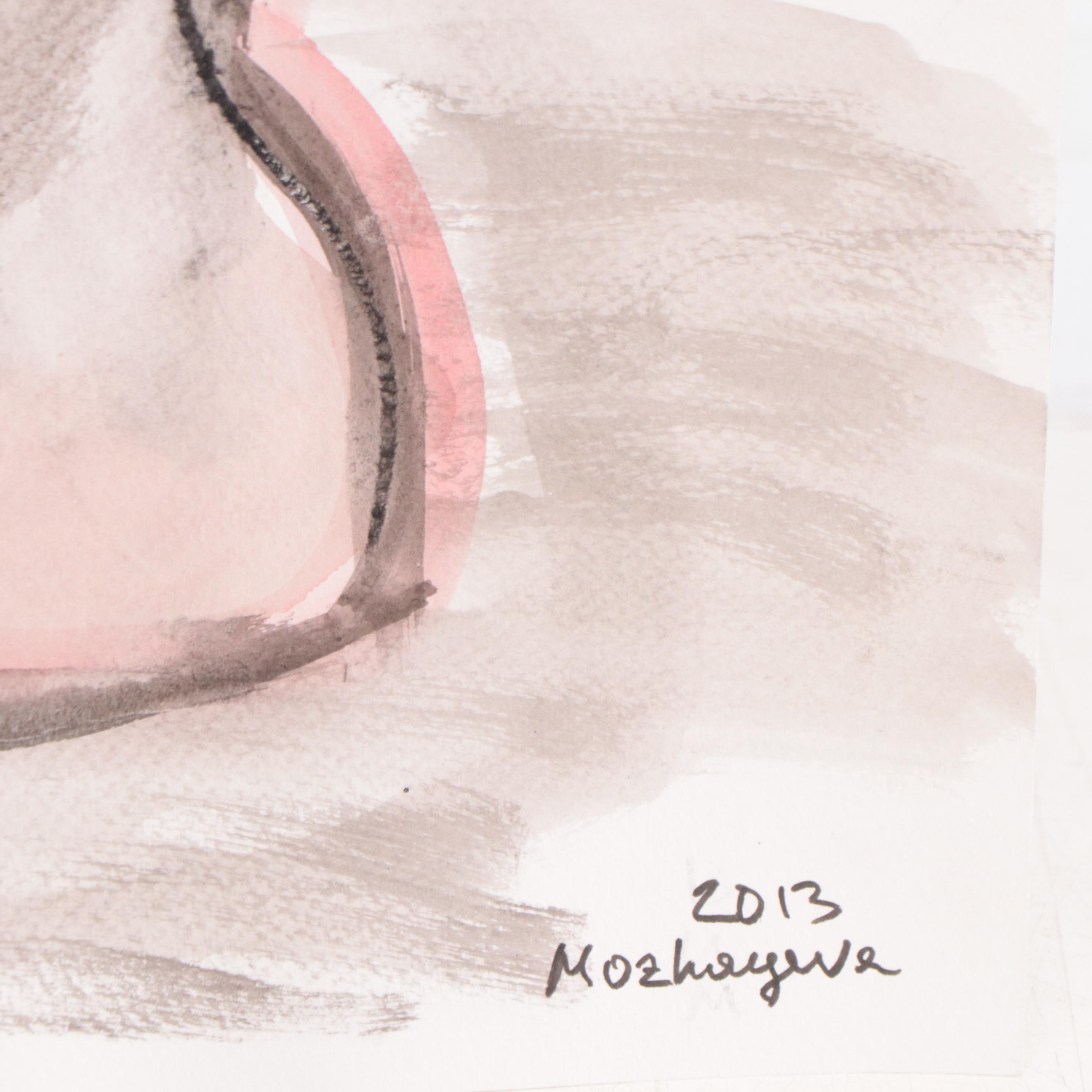 Marina Mozhayeva Watercolor Painting of Seated Nude, 2013
