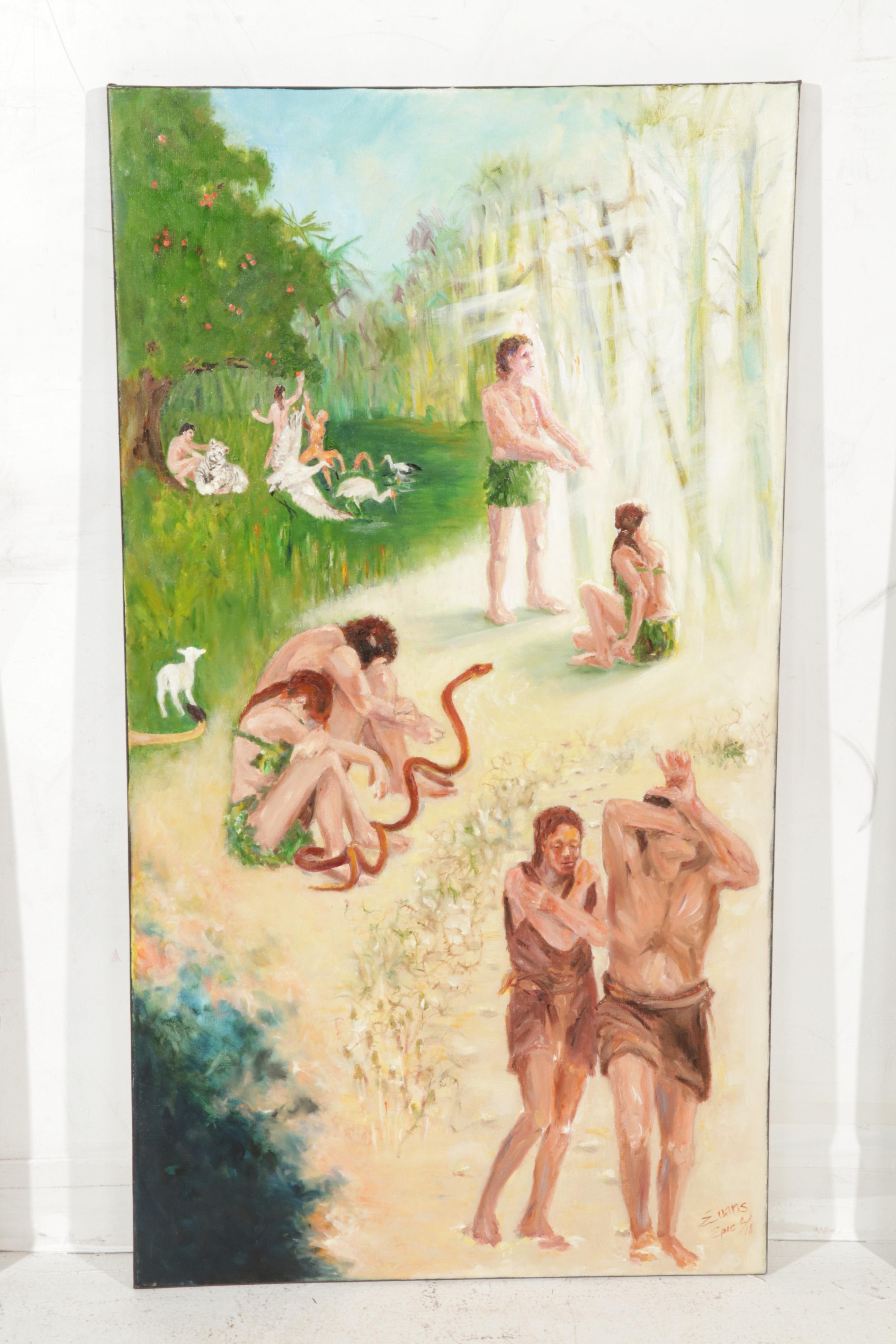 "Epic" Suite Oil Paintings of the Garden of Eden and Abraham, 21st Century
