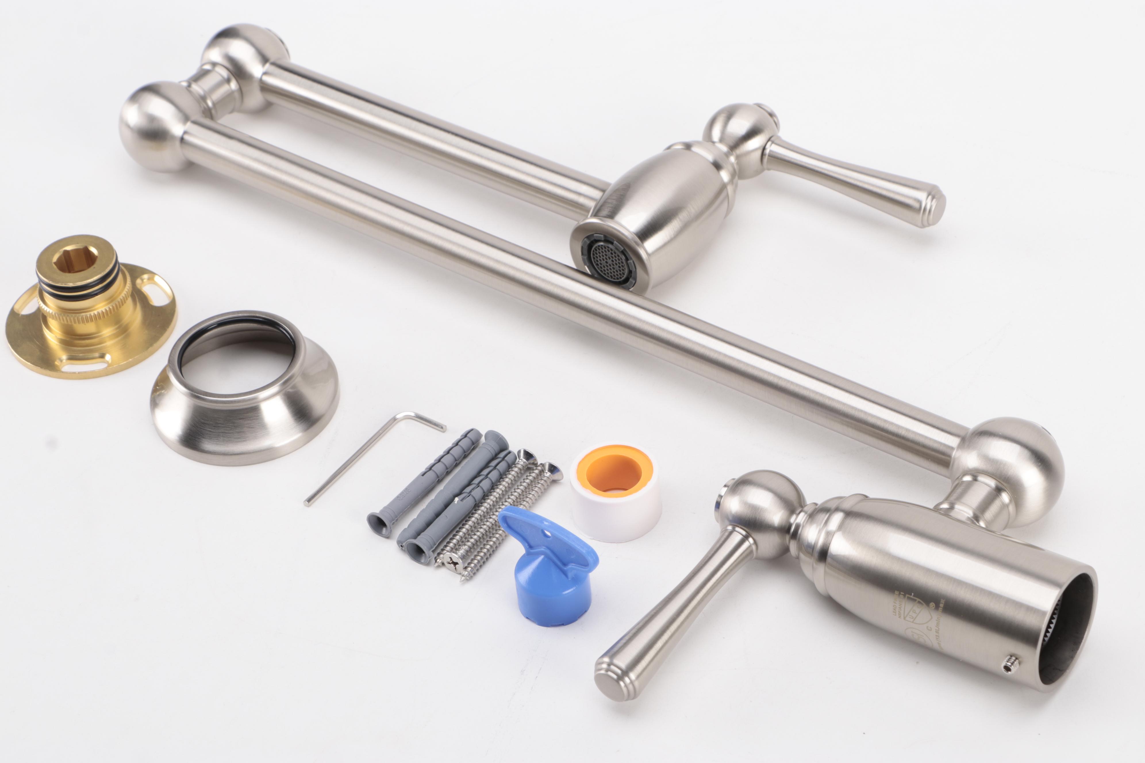 Brushed Nickel Finish Retractable Wall-Mount Pot Filler