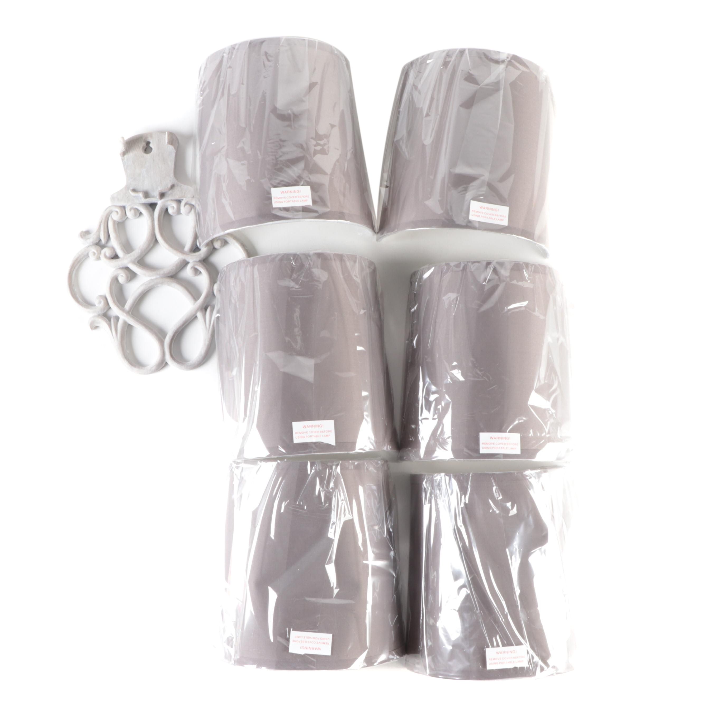 It's Exciting Lighting Battery Powered Wall Sconces with Taupe Half-Shades