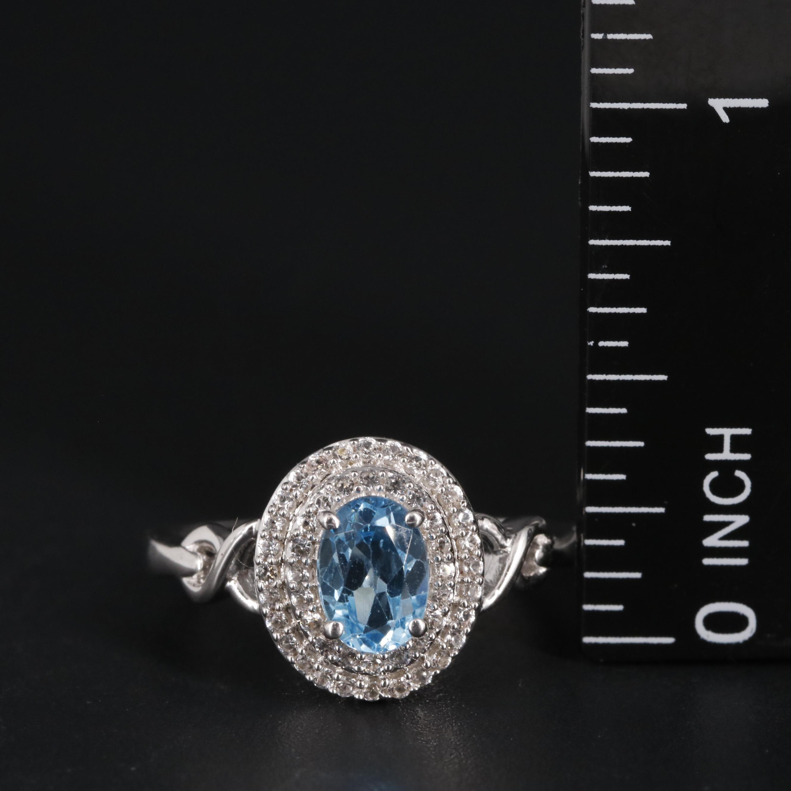 Sterling Silver Topaz and Sapphire Ring