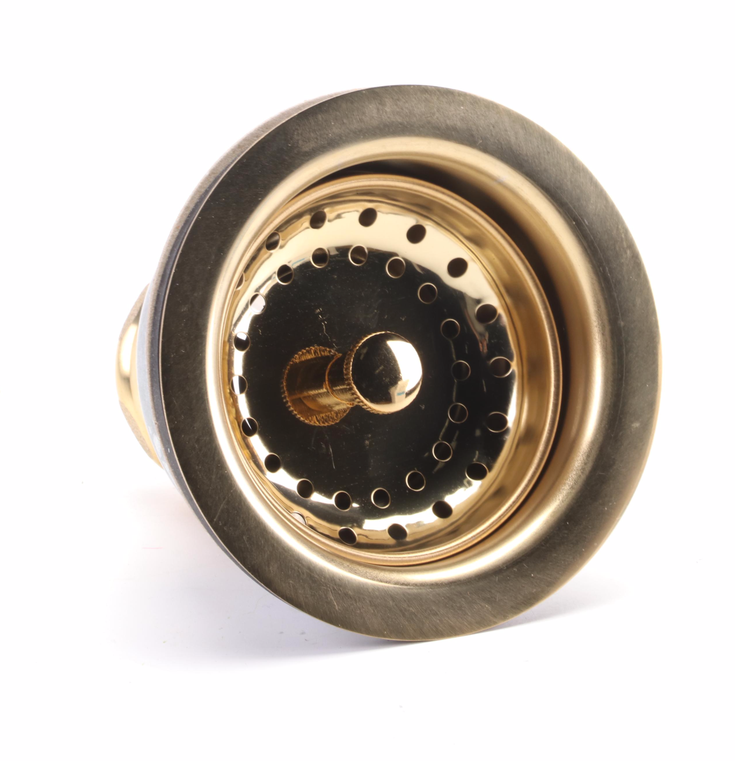 Polished Brass Kitchen Pull Down Faucet, Wall Mount Pot Filler and Sink Strainer