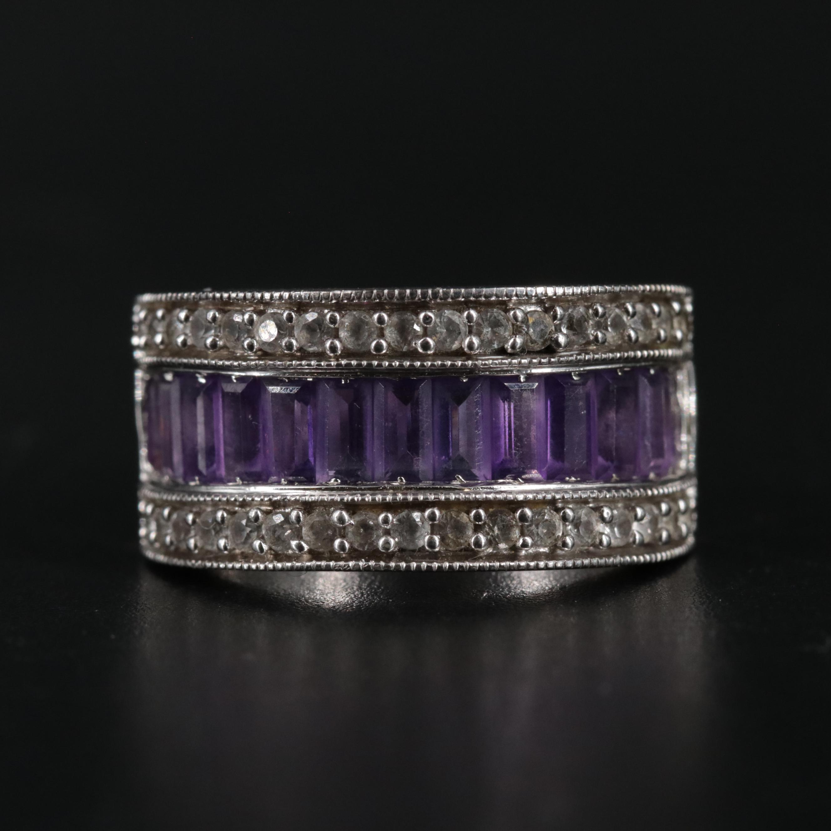 Sterling Silver Amethyst and Topaz Ring