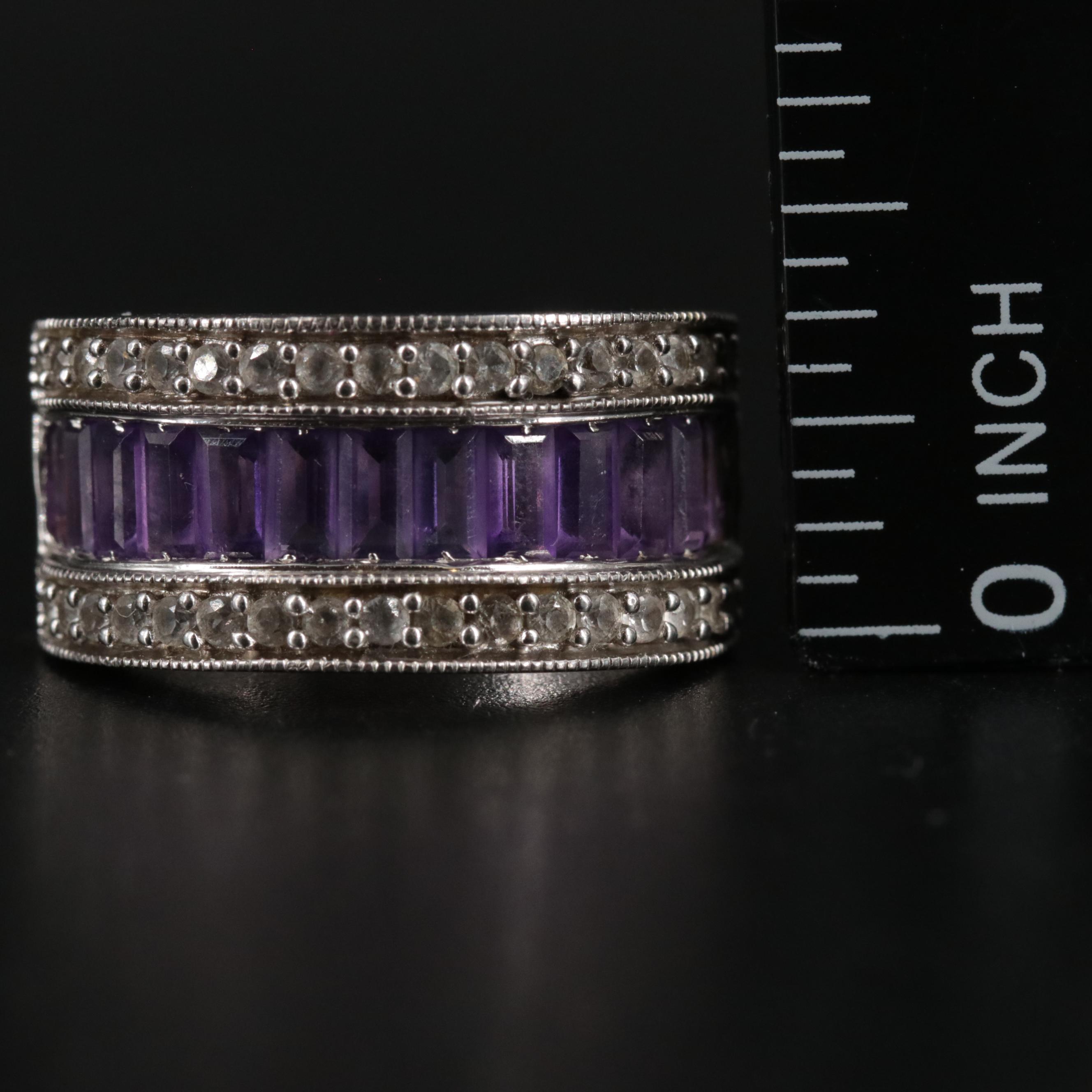 Sterling Silver Amethyst and Topaz Ring