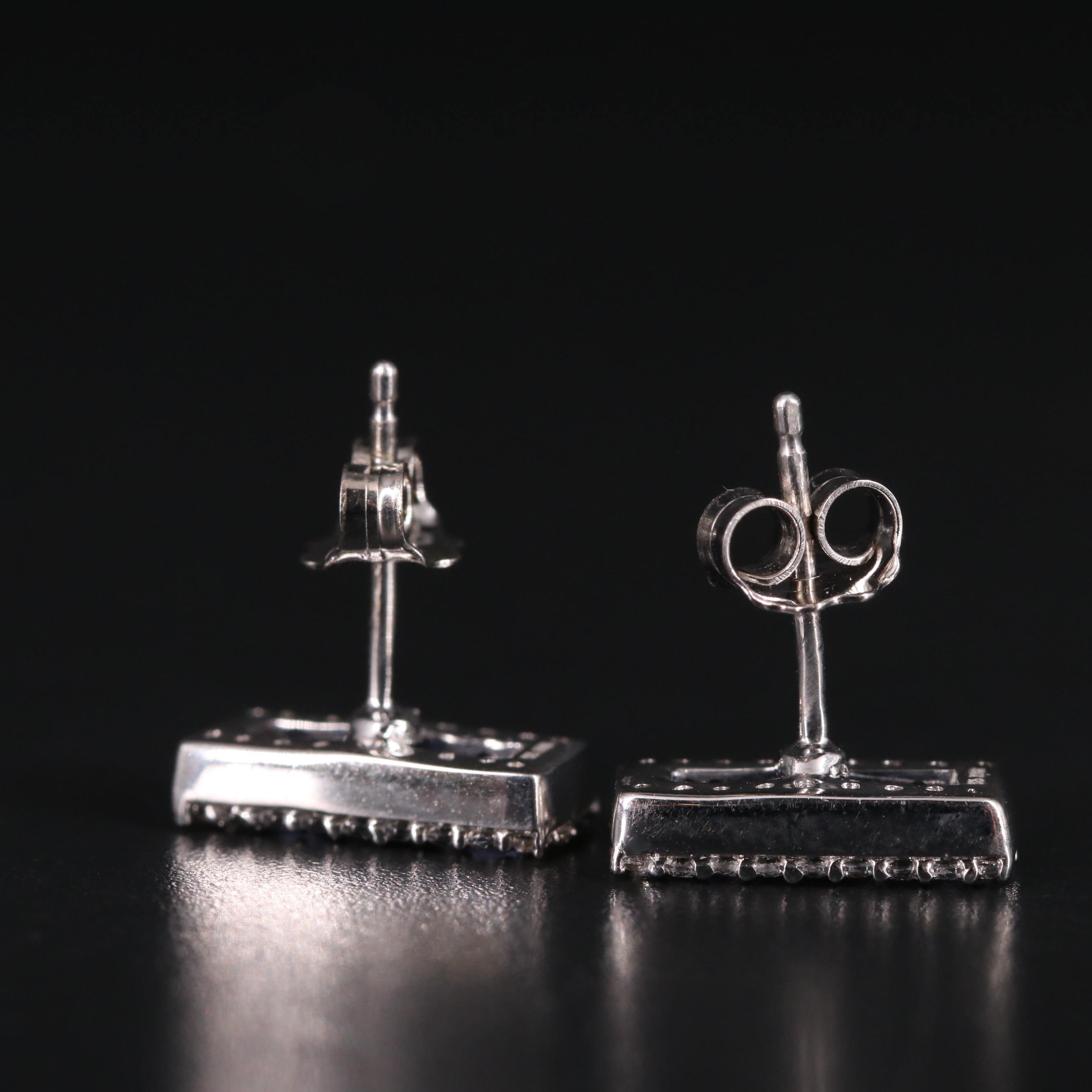 Sterling Silver Sapphire Bar Earrings
