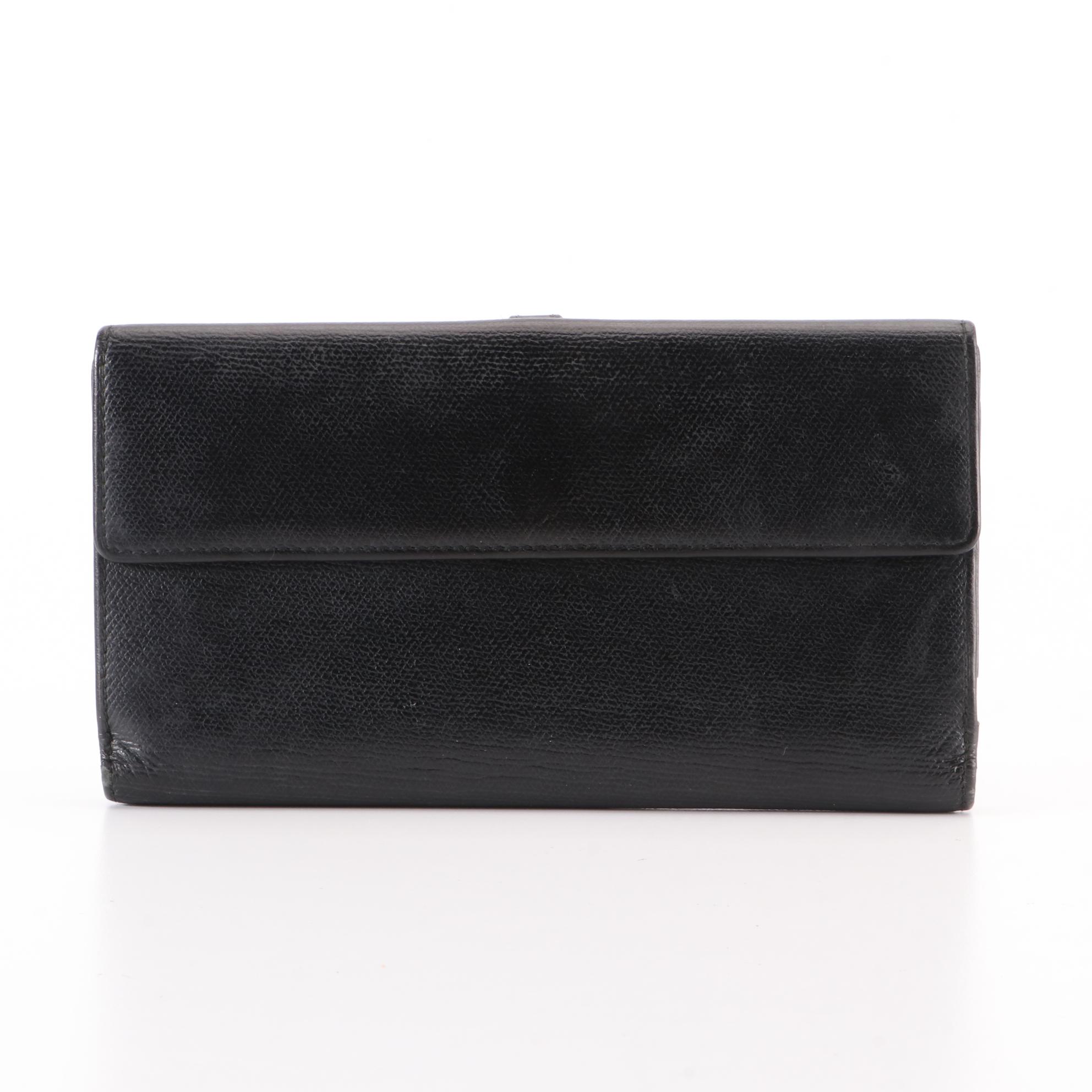 Chanel Long Wallet in Black Cross Grain Leather