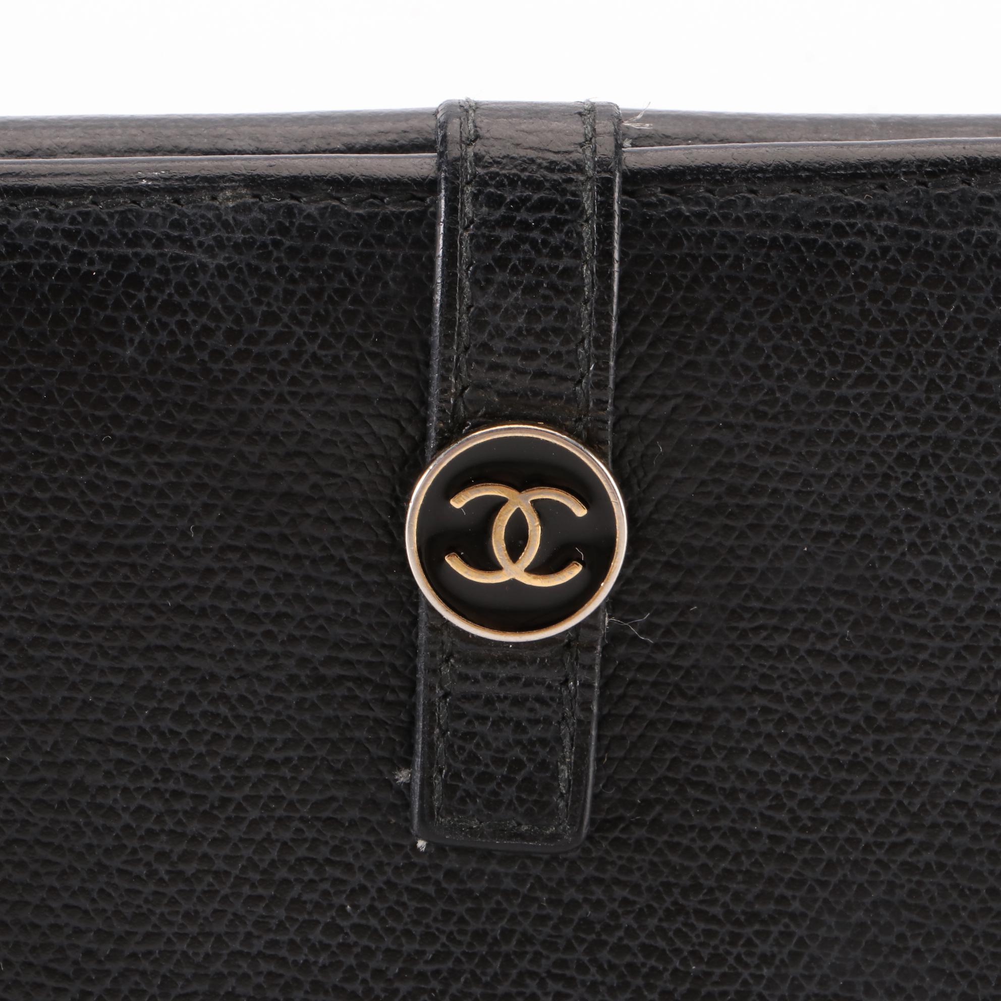Chanel Long Wallet in Black Cross Grain Leather