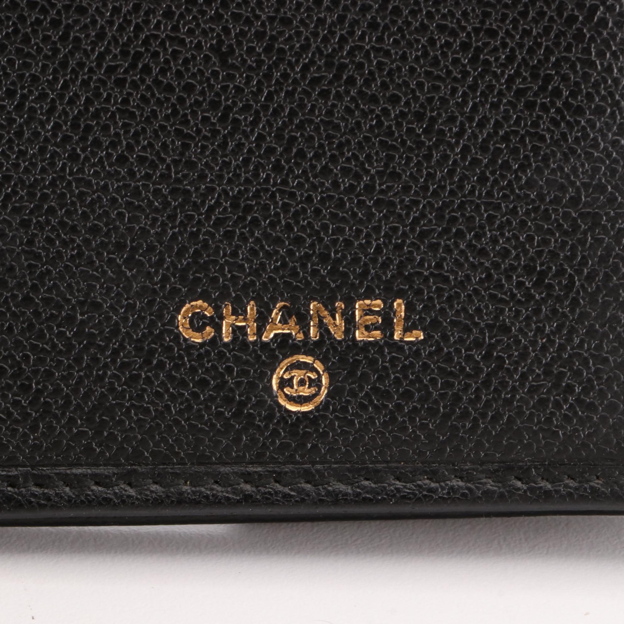 Chanel Long Wallet in Black Cross Grain Leather