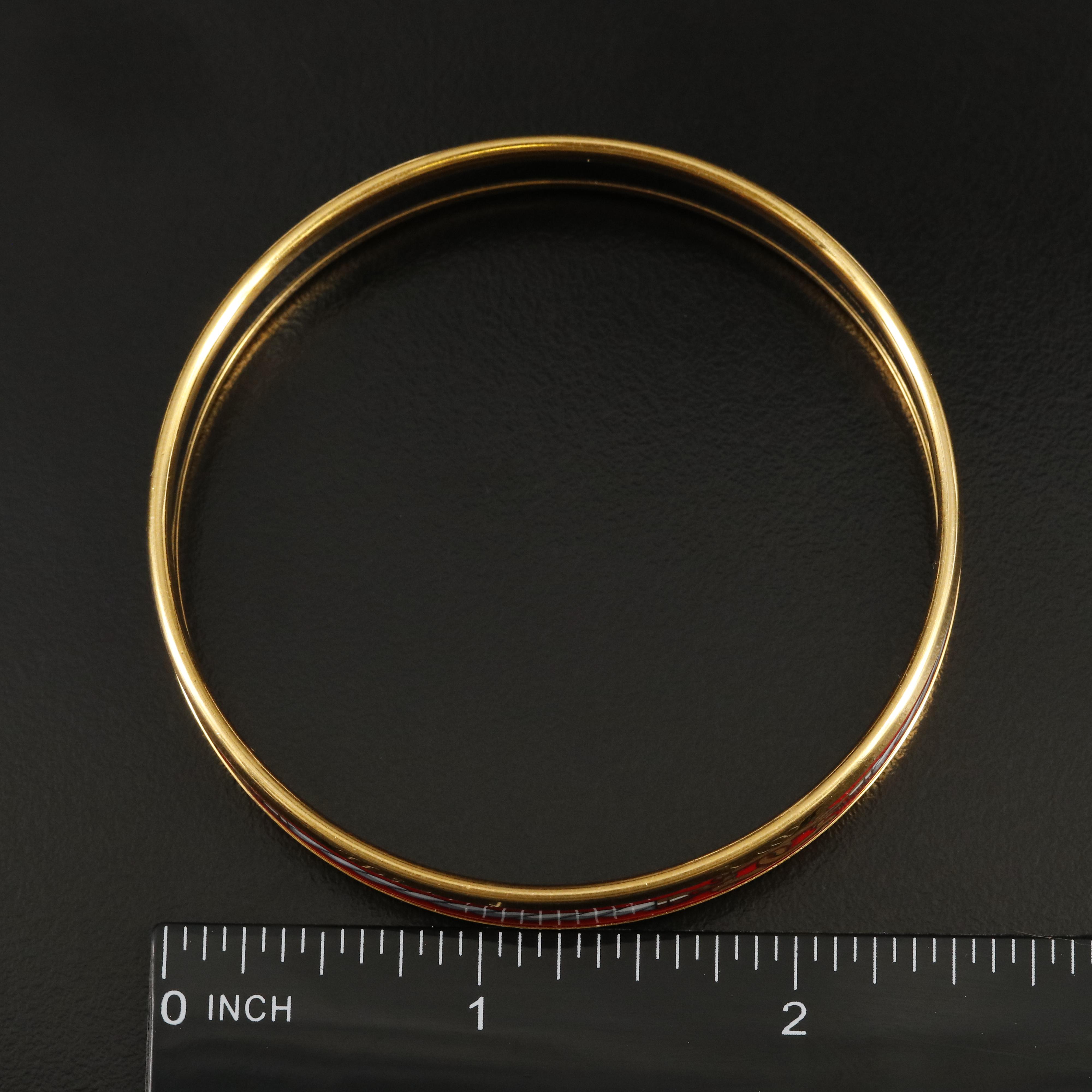 Hermès Enamel Red Rope Style Narrow Bangle