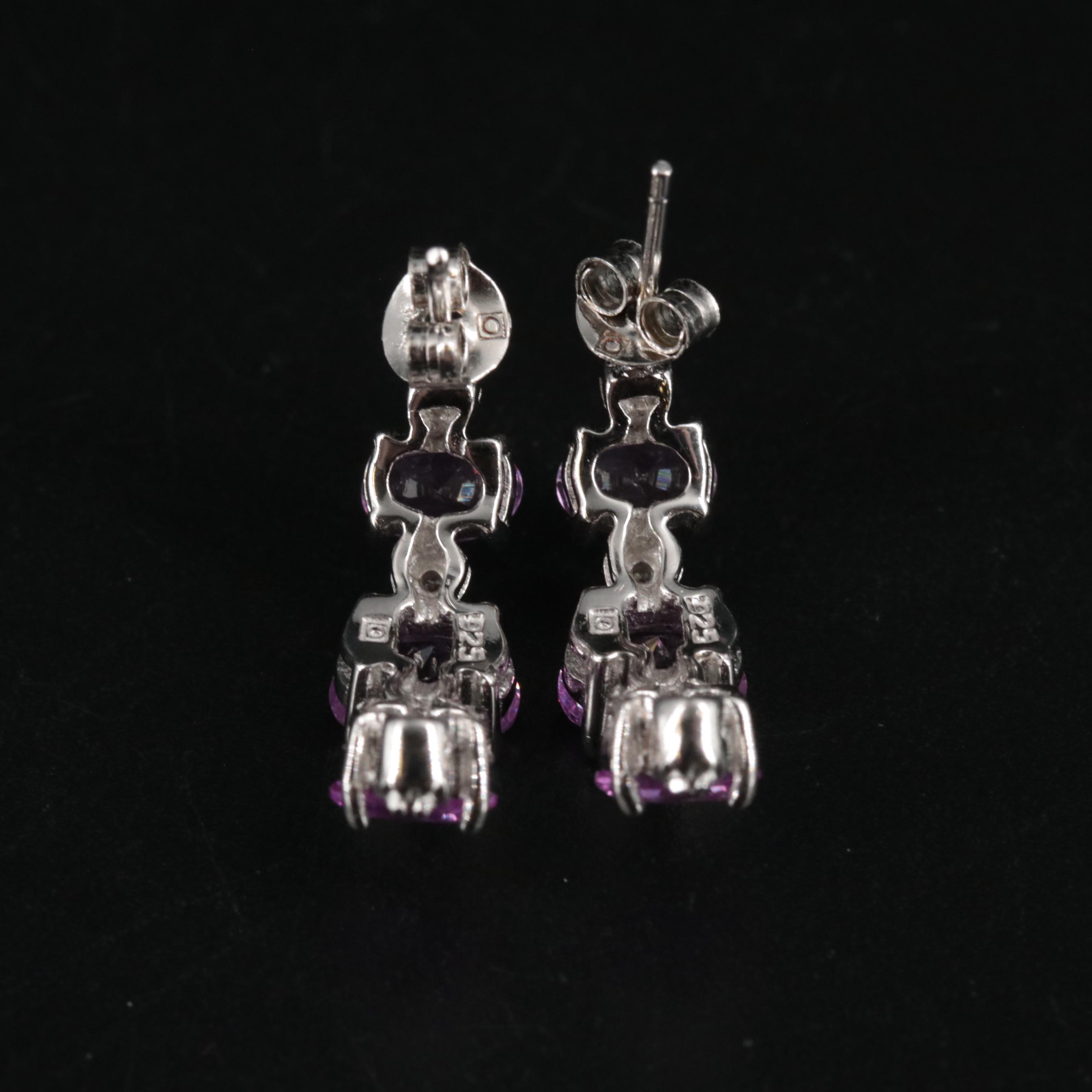 Sterling Silver Sapphire and Cubic Zirconia Earrings