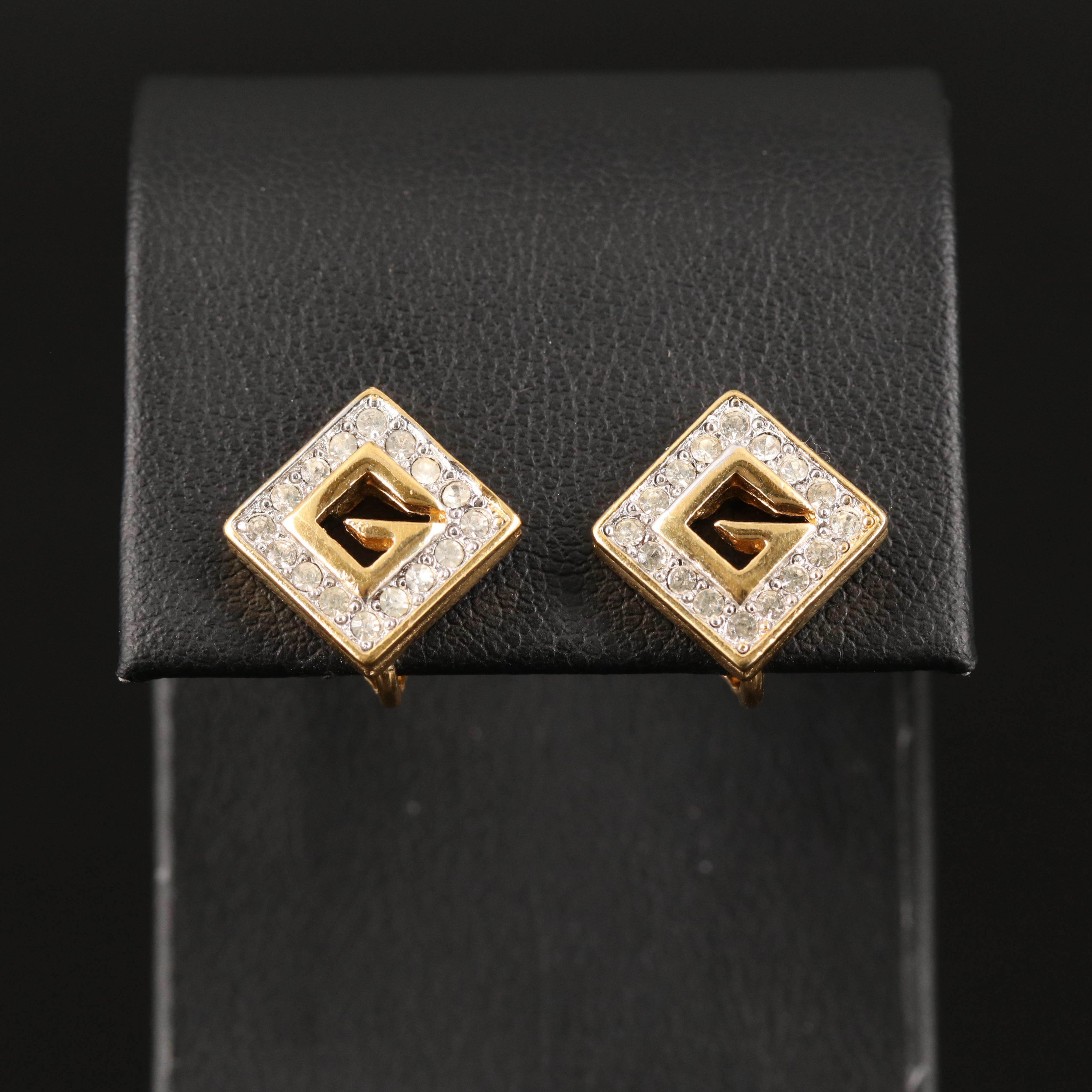 Givenchy G Logo Rhinestone Earrings