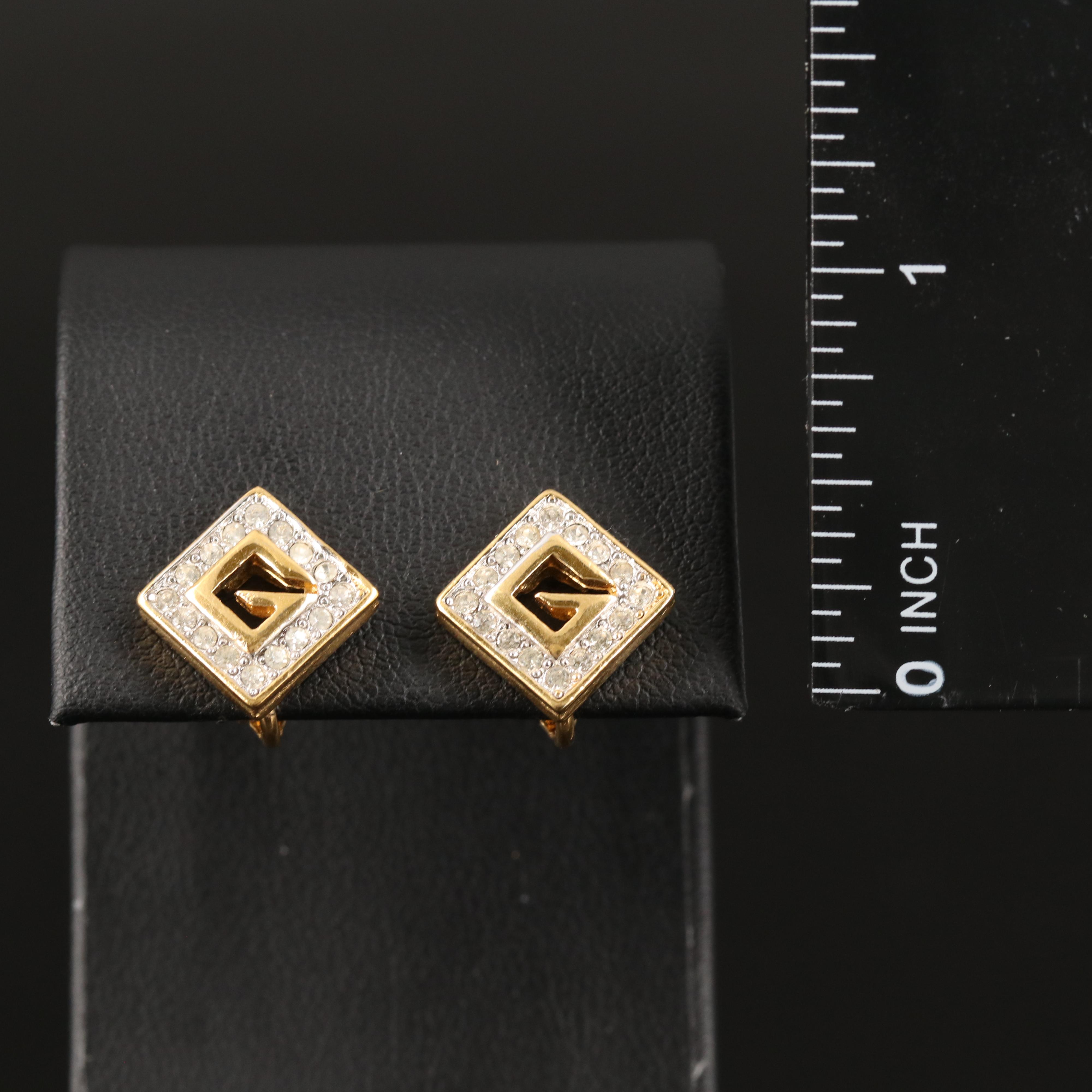 Givenchy G Logo Rhinestone Earrings